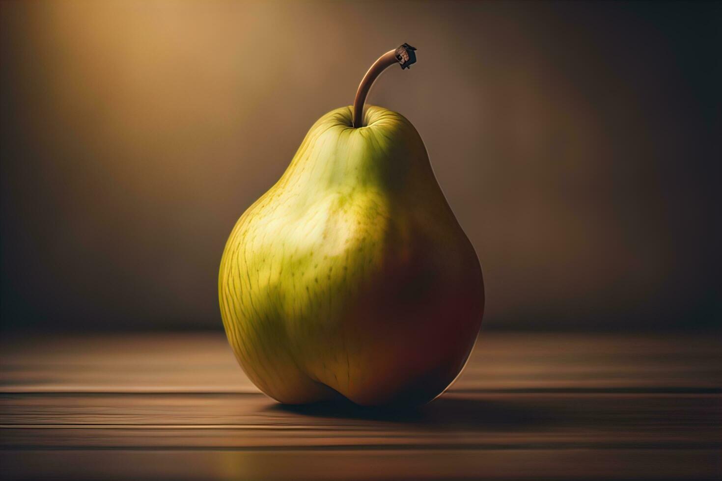 pear on a wooden table solid color in the background, studio shot. ai generative photo