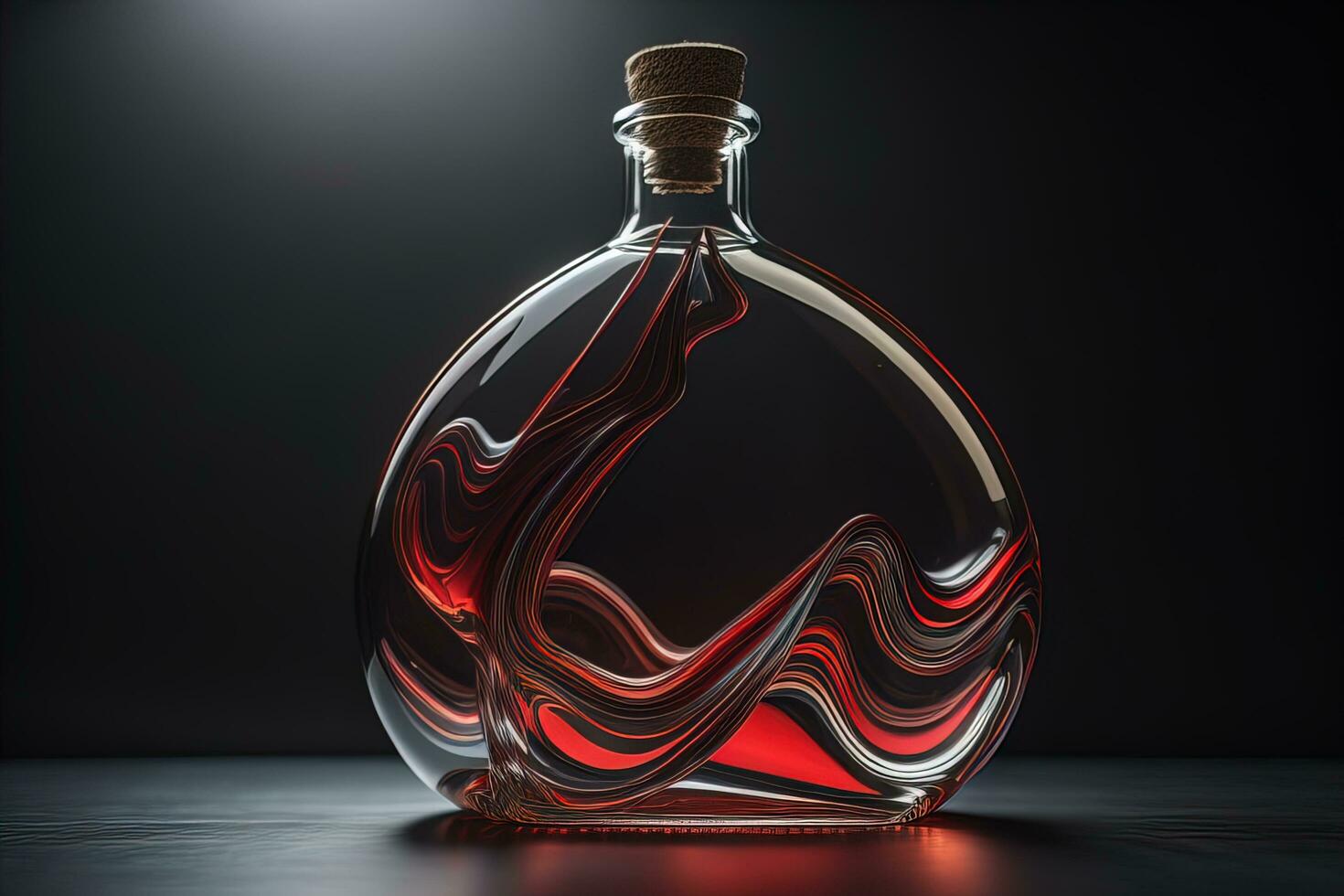 Bottle with a liquid on a solid color background. ai generative photo