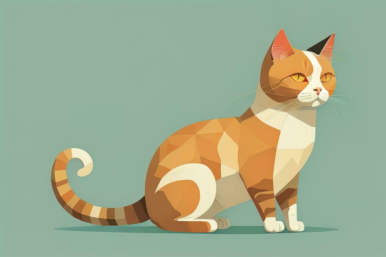Cute cat sitting on the floor. Vector illustration in retro style. ai generative photo