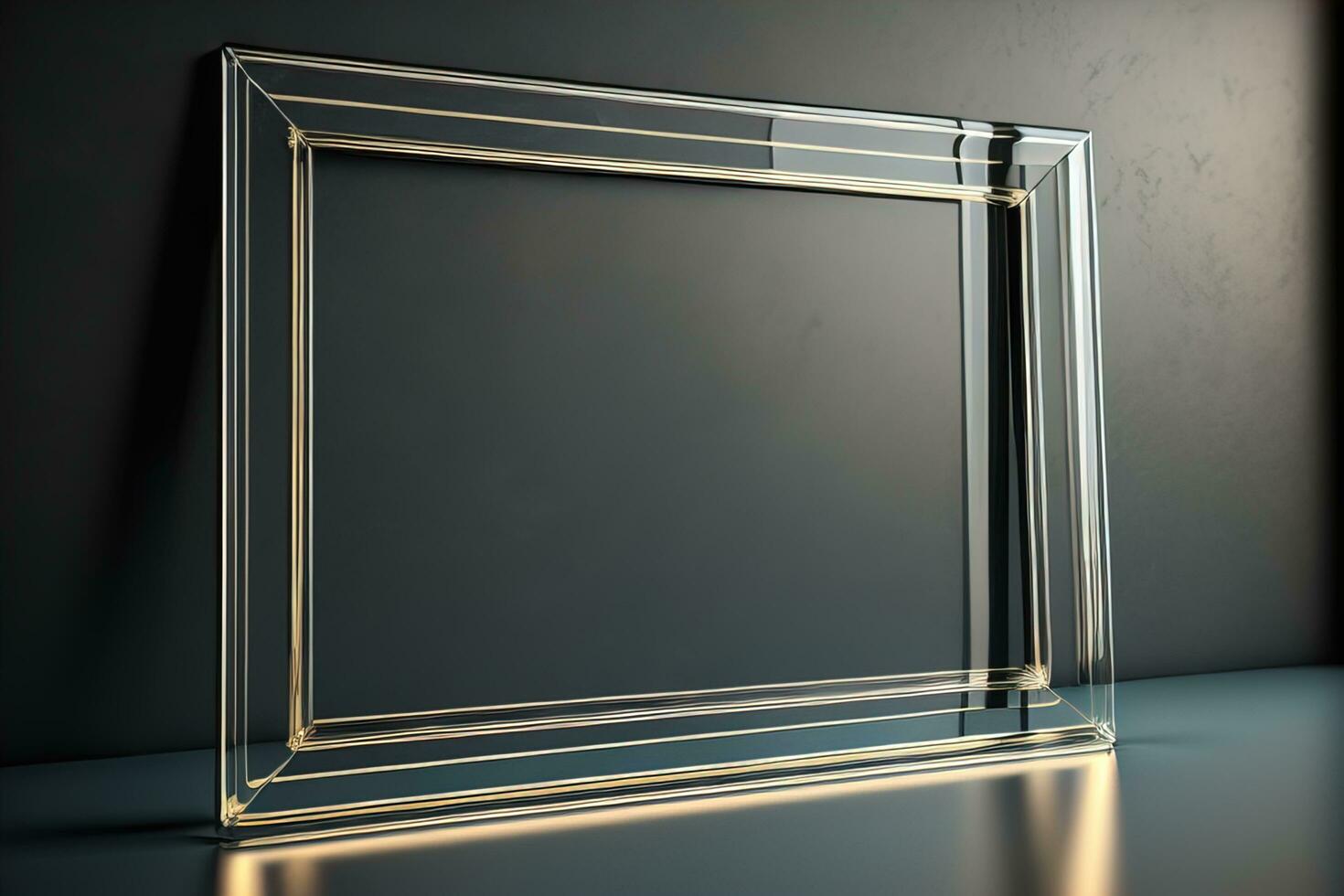 Glass picture frame on a solid color background. ai generative photo