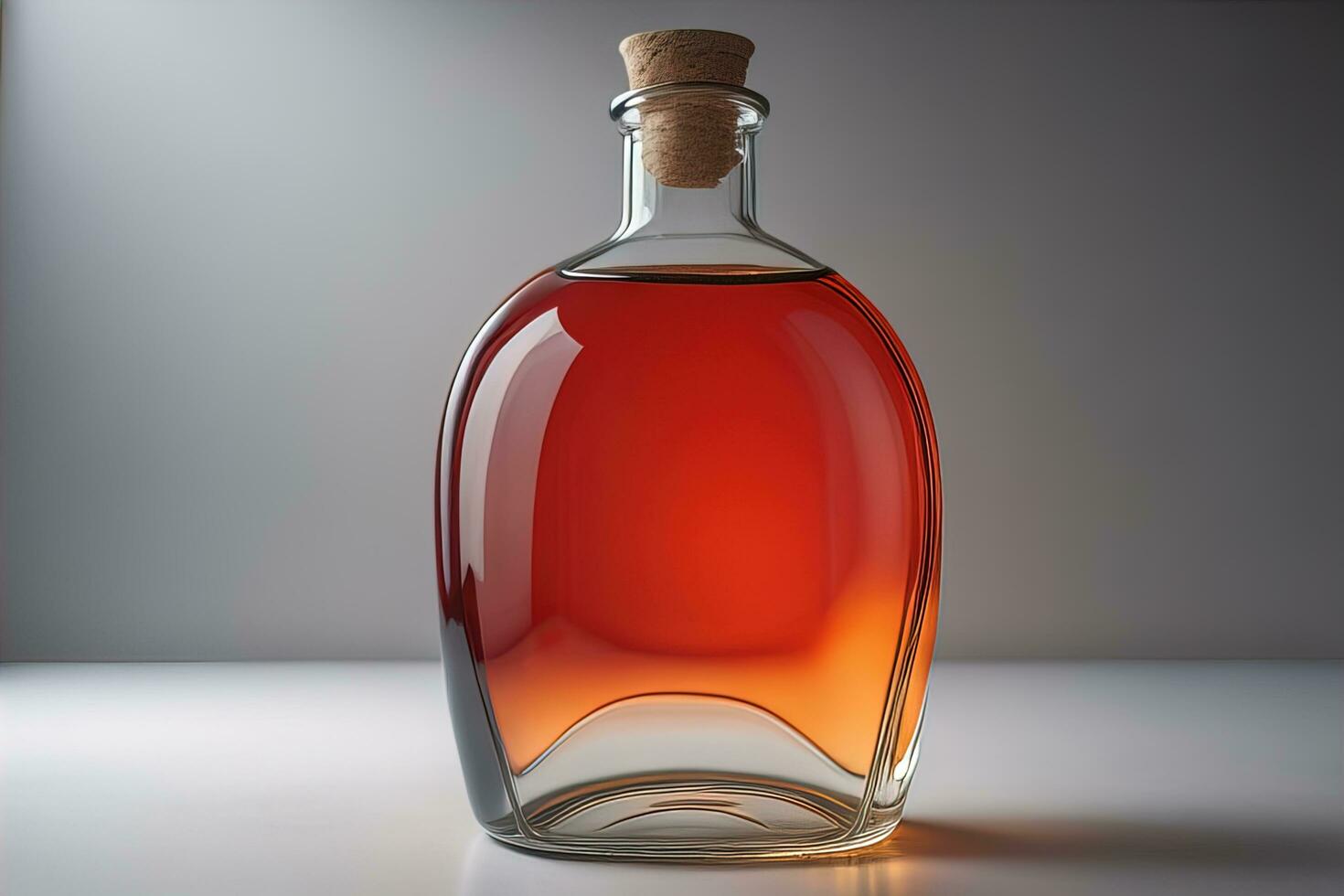 Bottle with a liquid on a solid color background. ai generative photo