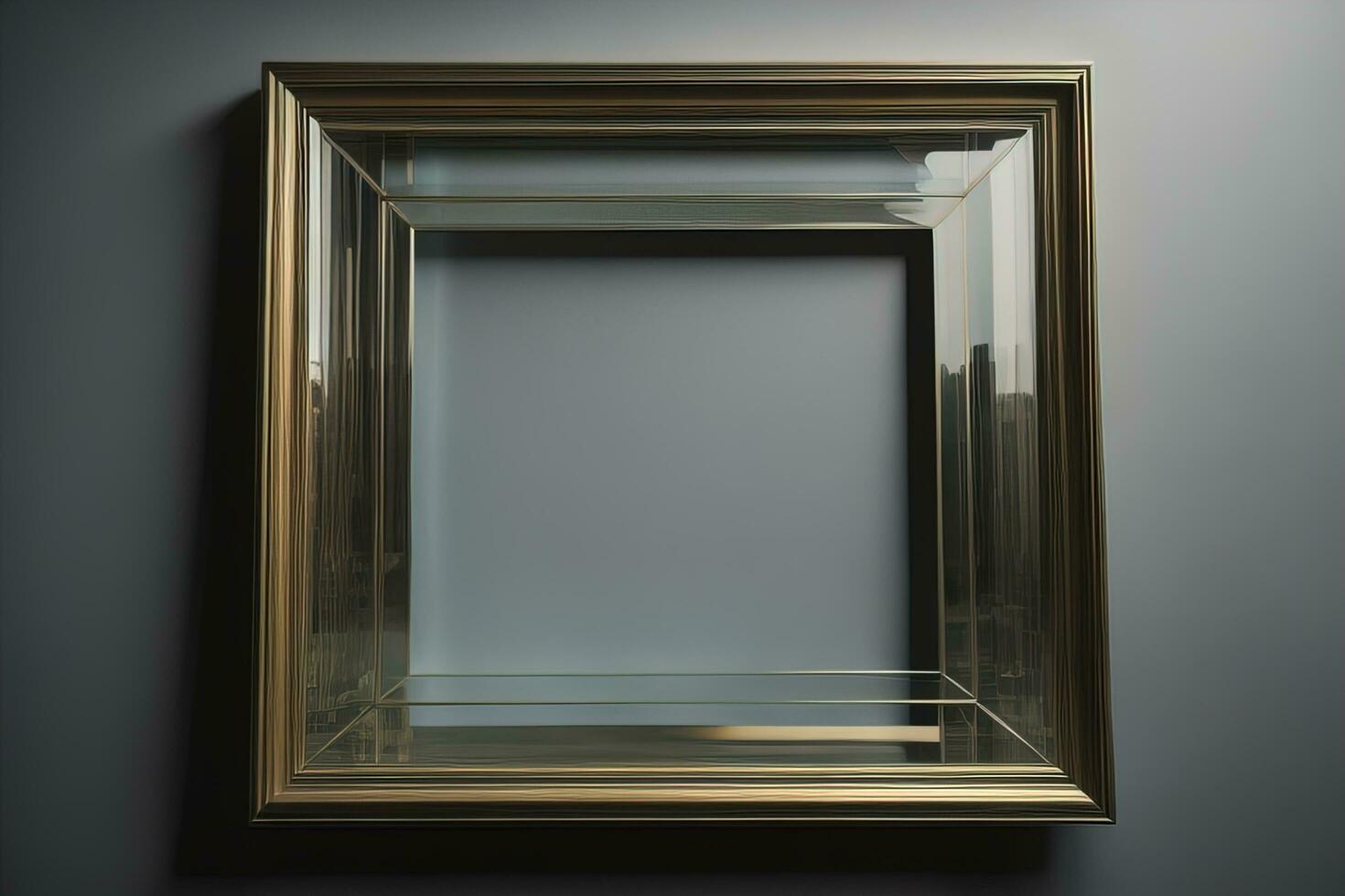 Glass picture frame on a solid color background. ai generative photo