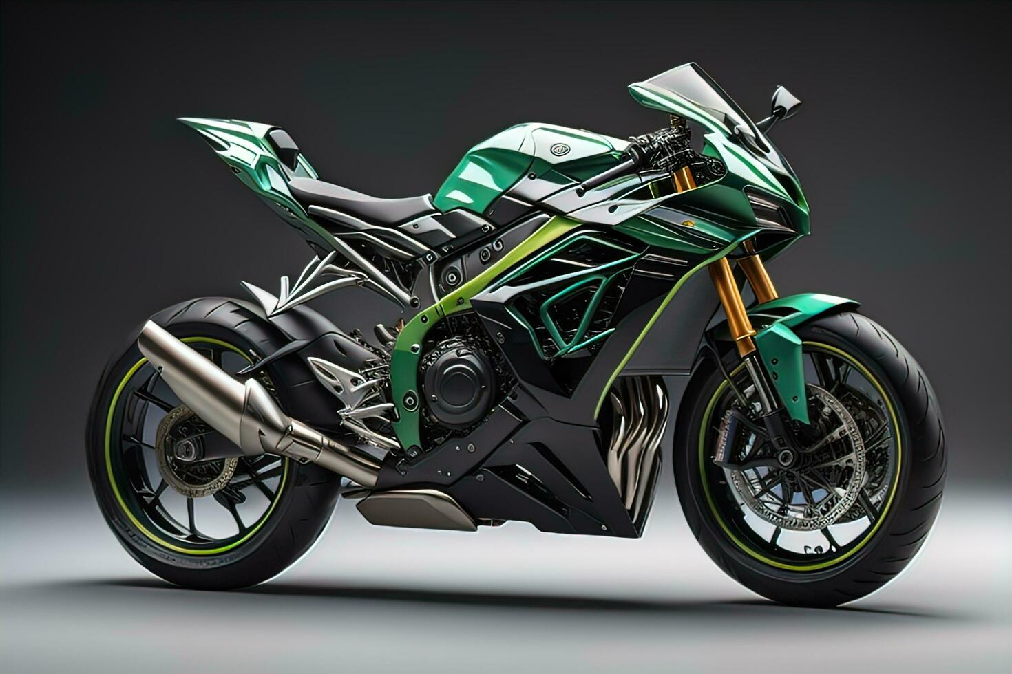 Modern powerful sports motorcycle on a colorful background. ai generative photo