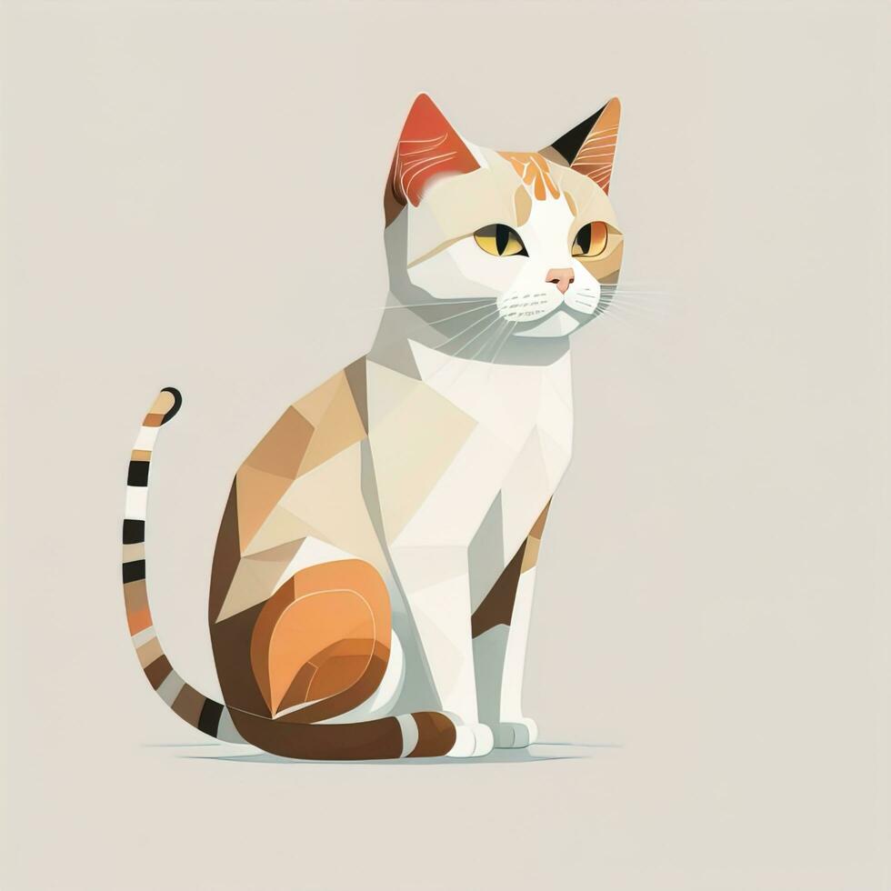 Cute cat sitting on the floor. Vector illustration in retro style. ai generative photo