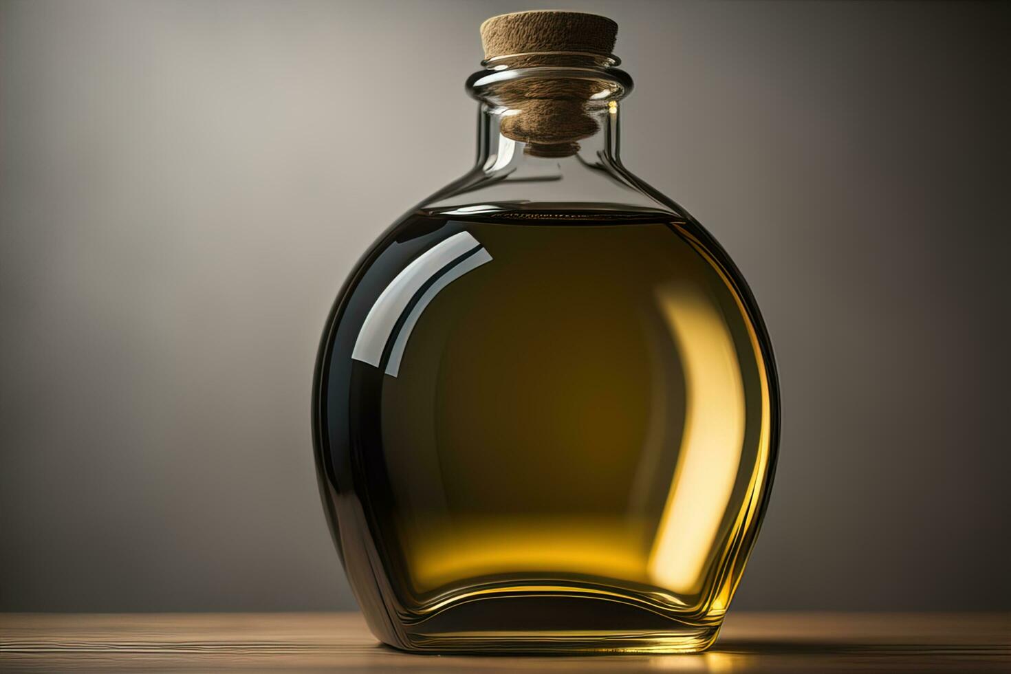 Bottle with a liquid on a solid color background. ai generative photo