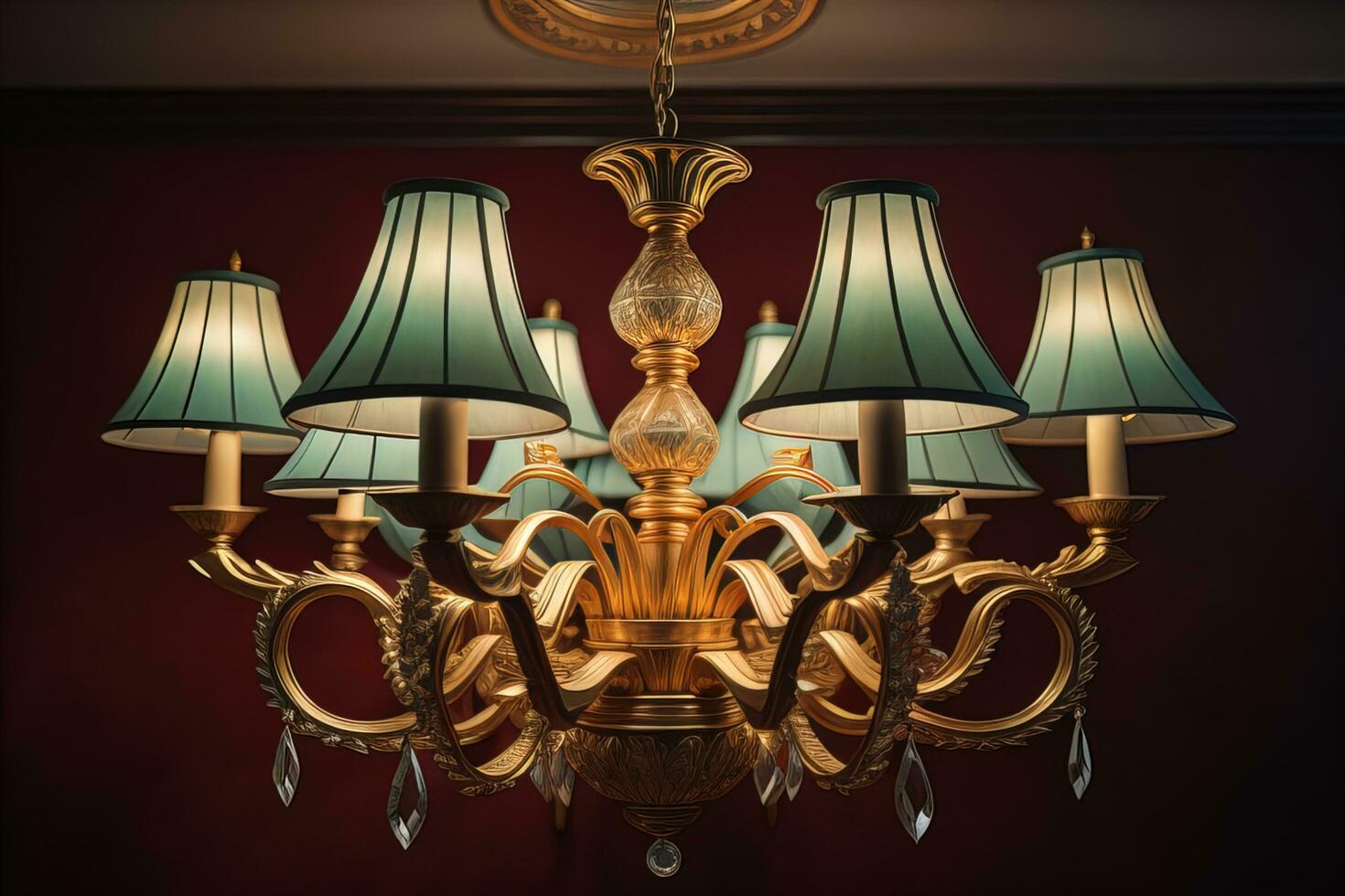 Luxury chandelier isolated on dark background. ai generative photo