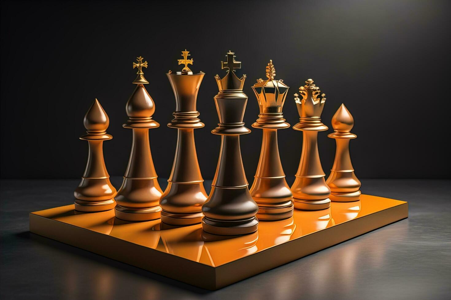 Different chess piece on a solid color background. ai generative photo