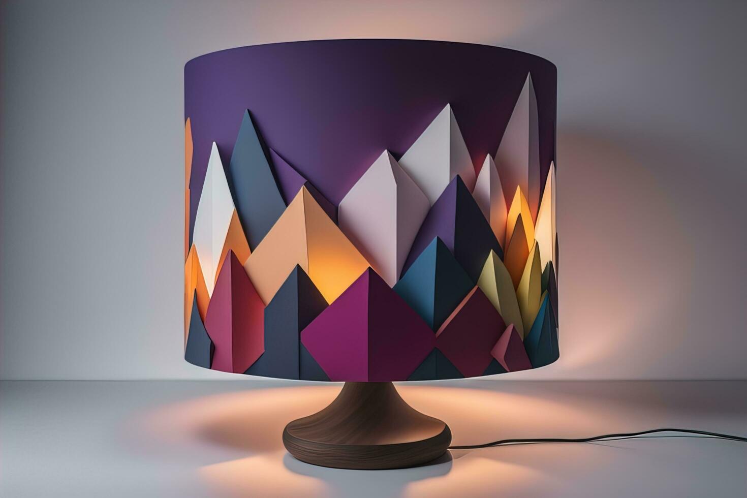 decorative table lamp on solid color background. ai generative photo