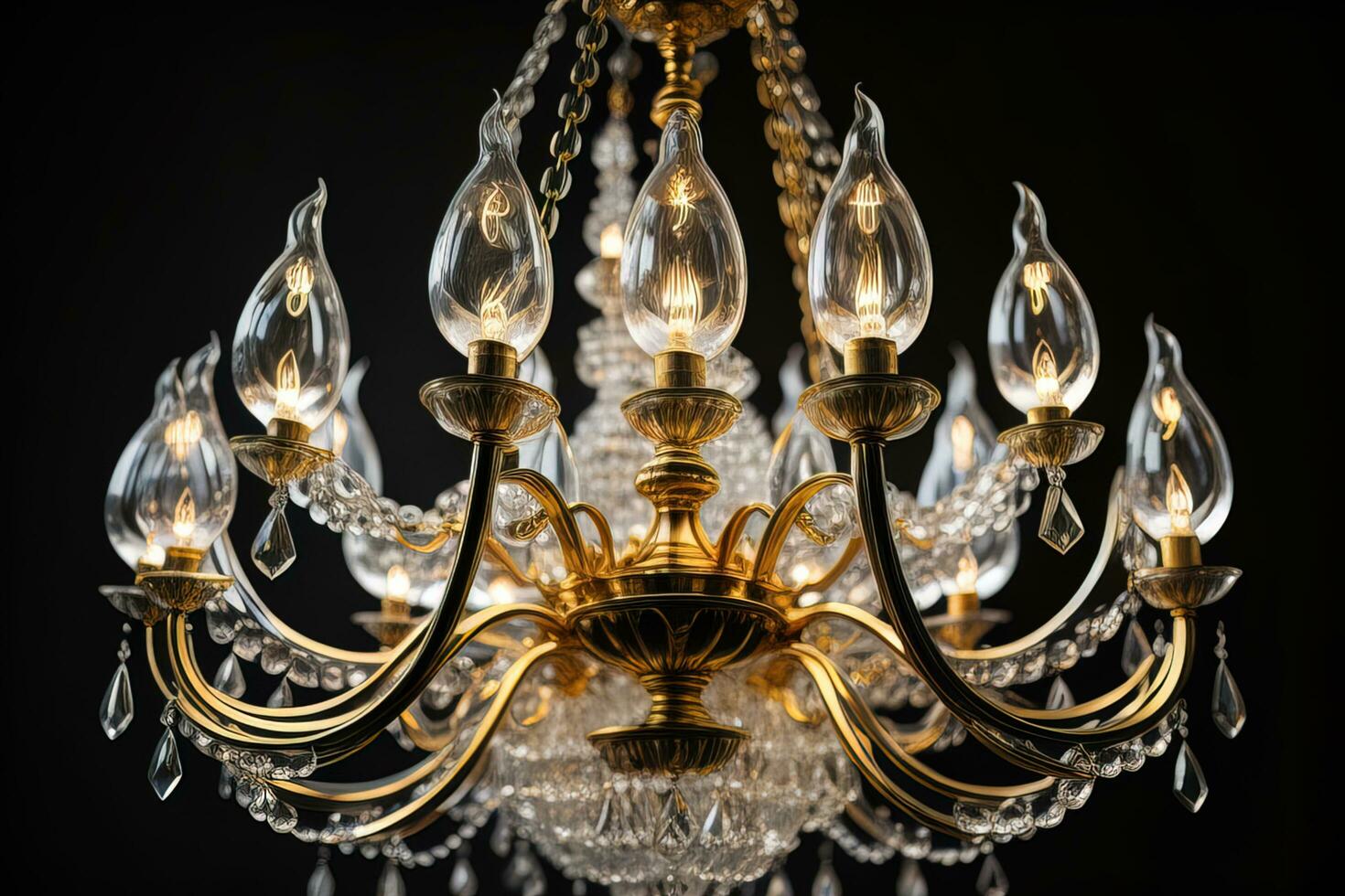 Luxury chandelier isolated on dark background. ai generative photo