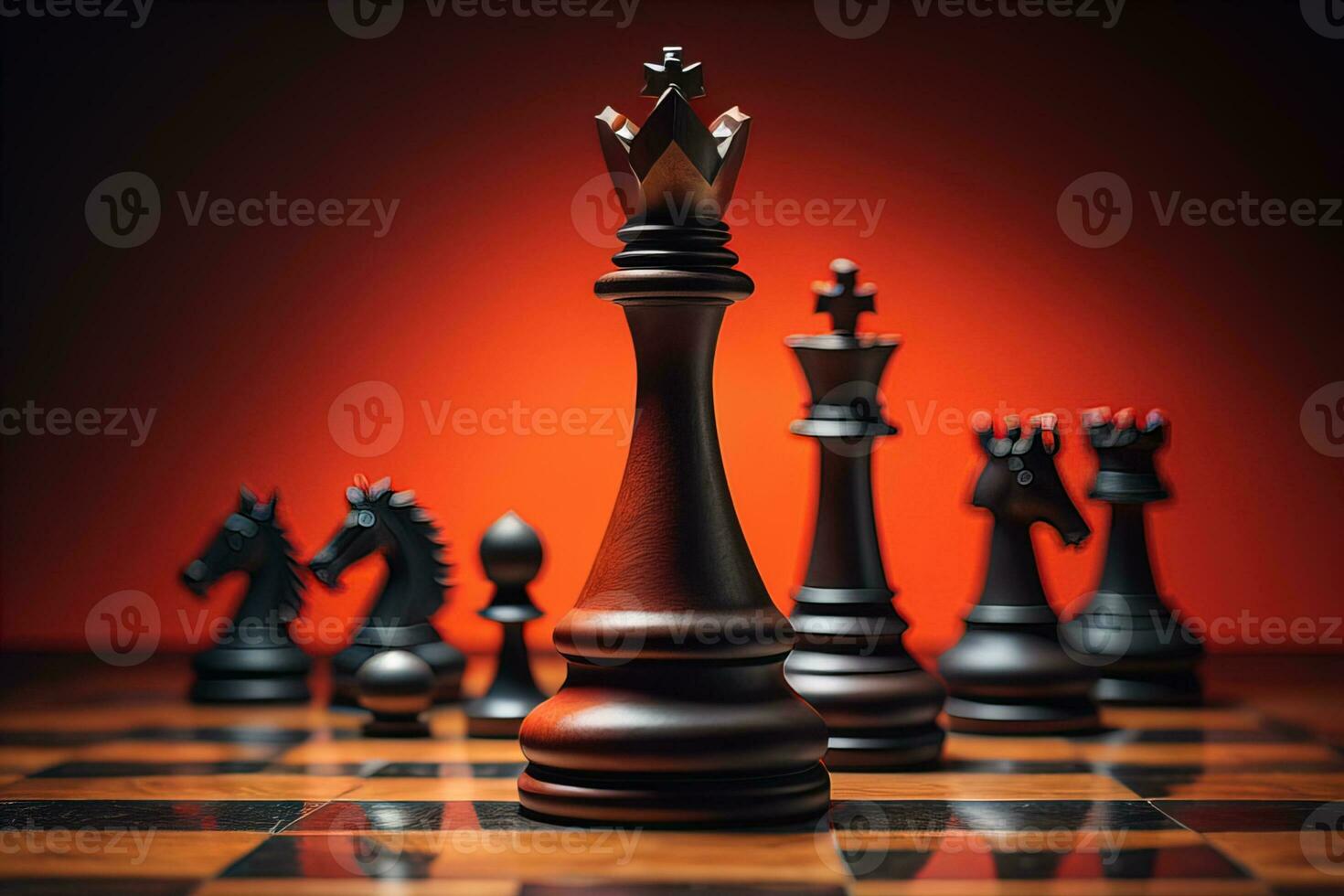 Different chess piece on a solid color background. ai generative photo