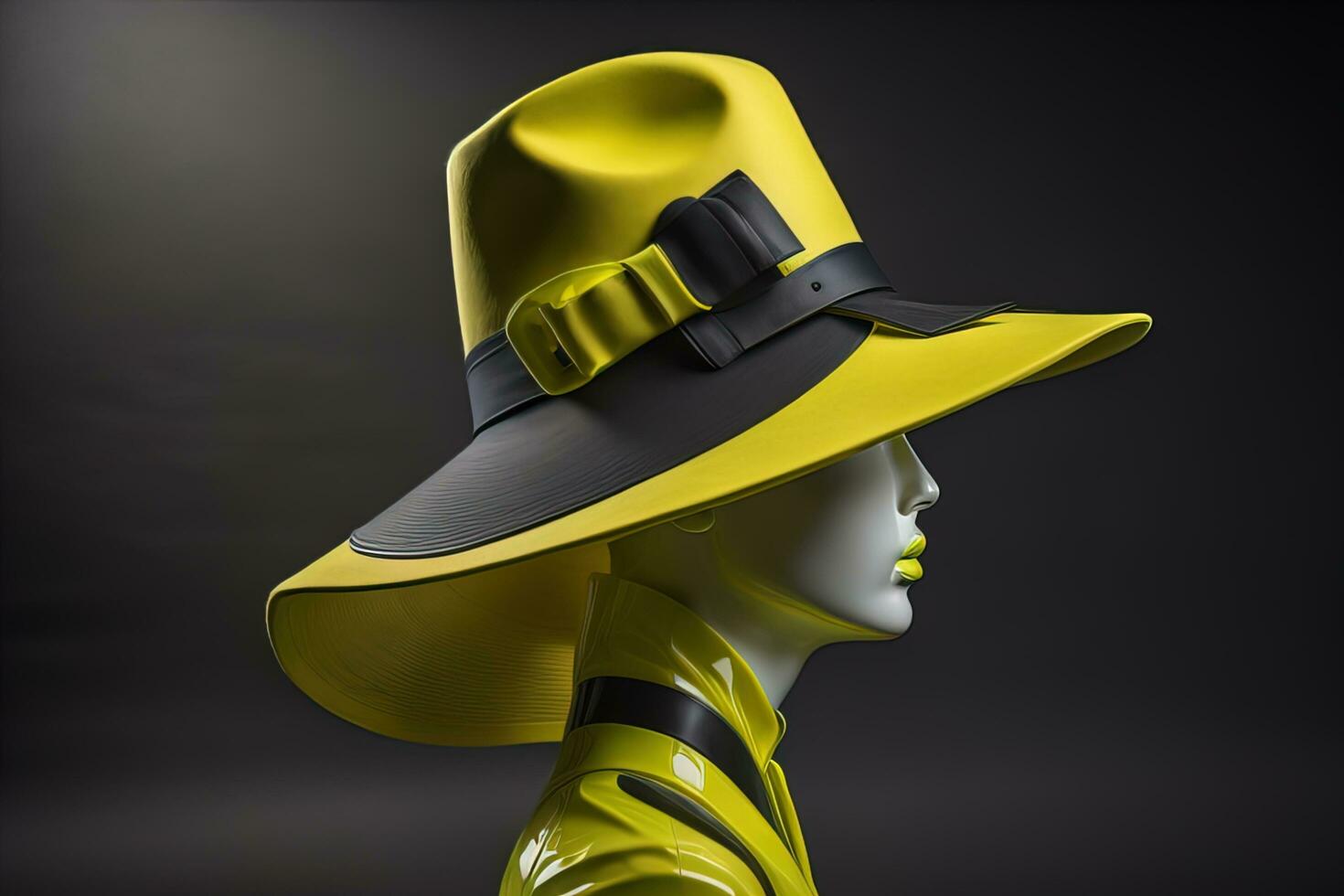 Stylish female hat on mannequin. ai generative photo