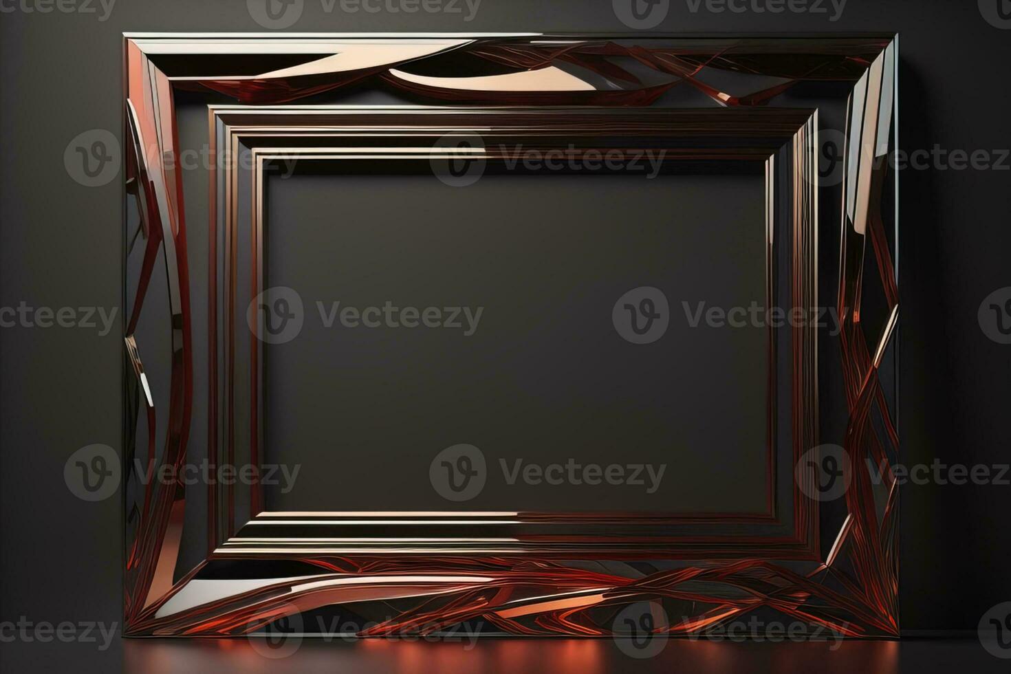 Glass picture frame on a solid color background. ai generative photo
