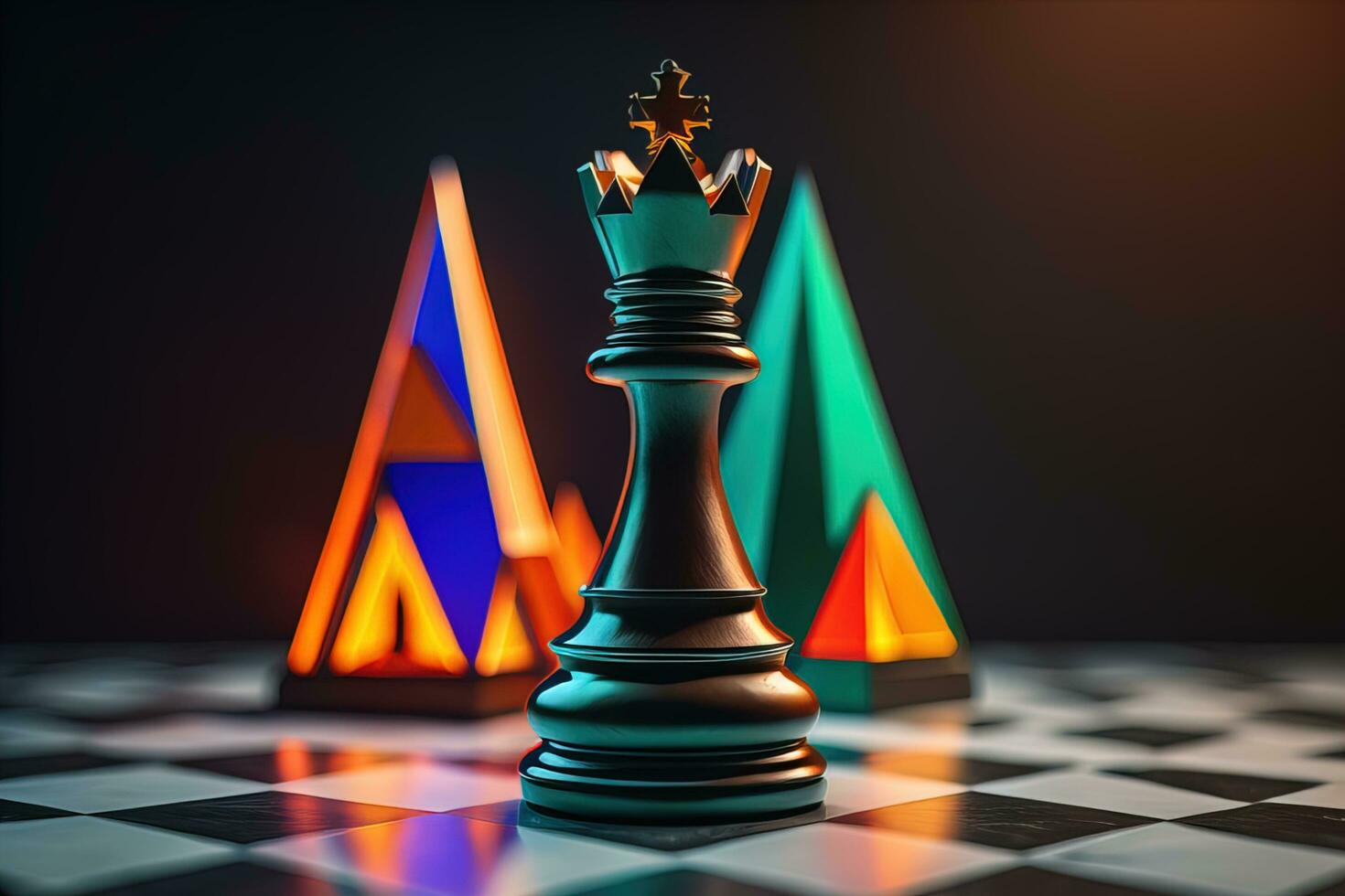 Different chess piece on a solid color background. ai generative photo
