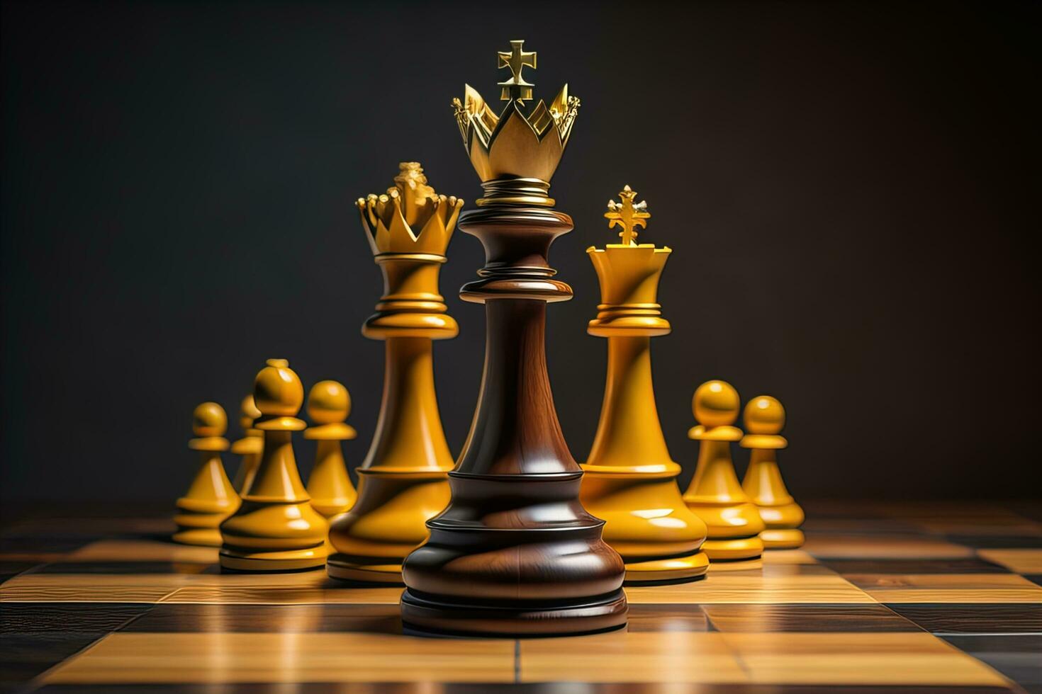 Different chess piece on a solid color background. ai generative photo
