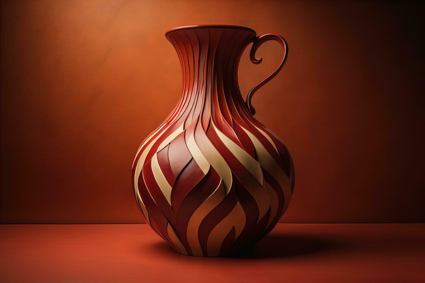 Ceramic vase on a solid color background. ai generative photo