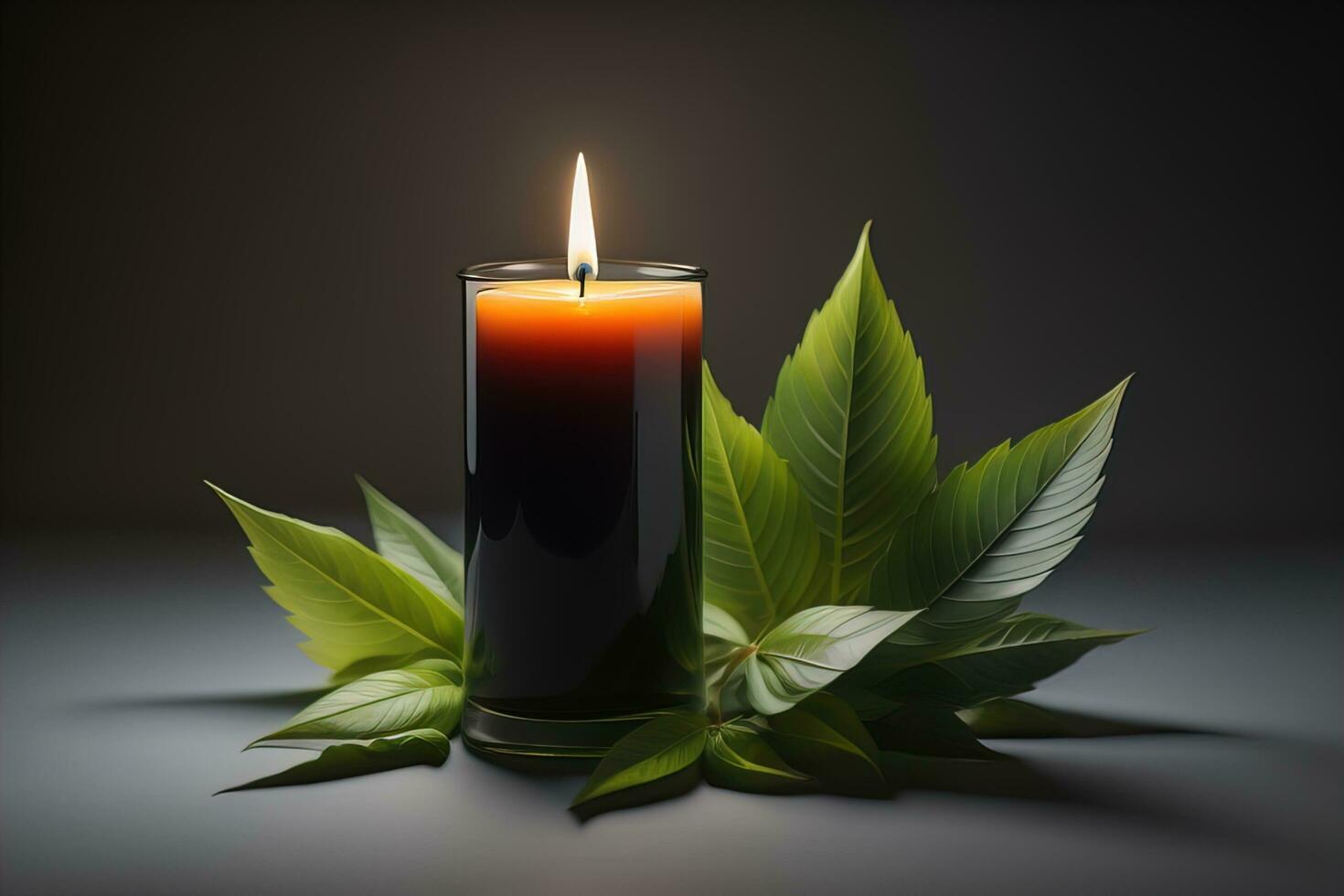 Creative burning candle on a wooden background. ai generative photo