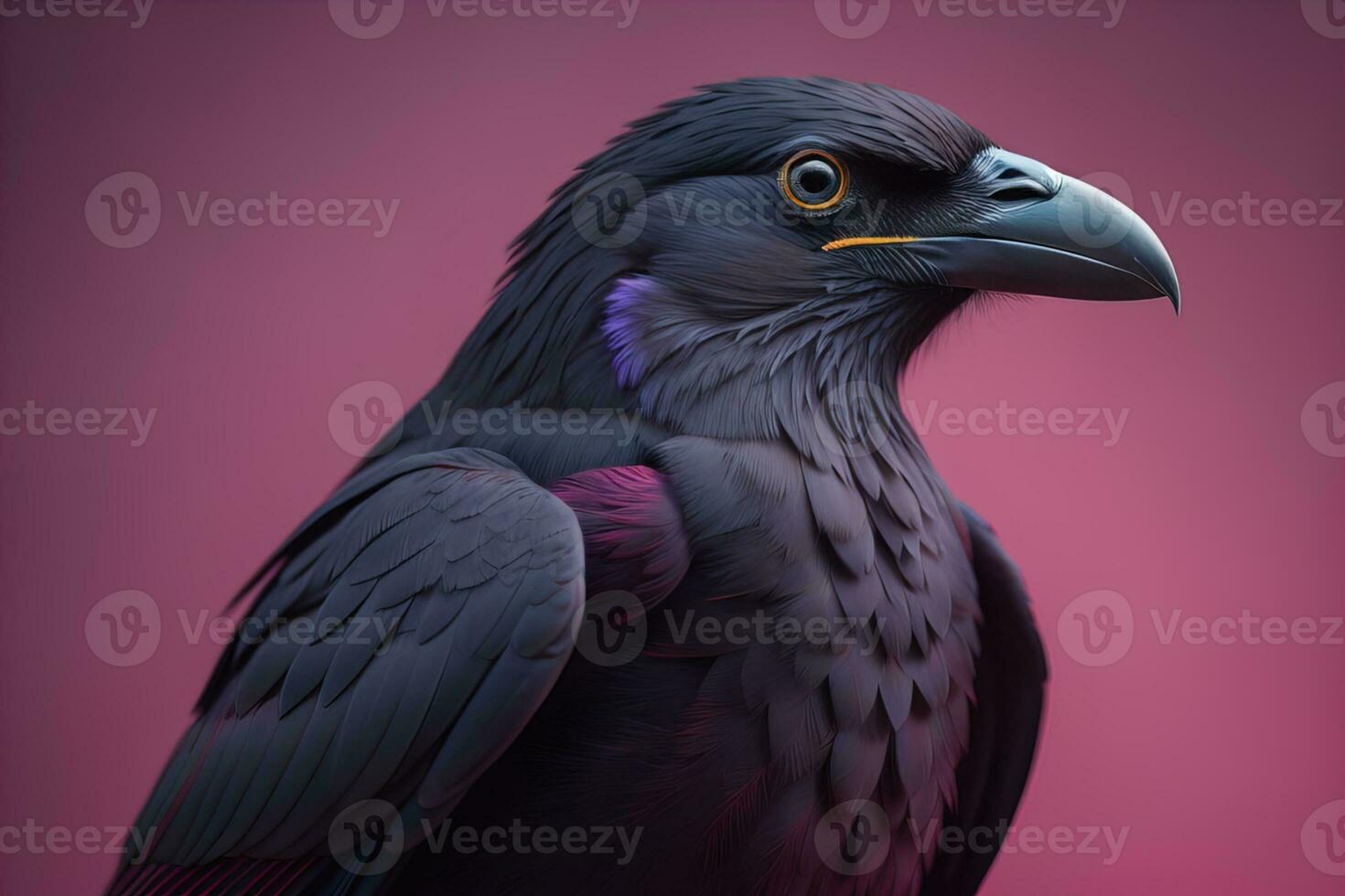 Close up portrait of a black raven, Corvus corax. ai generative photo