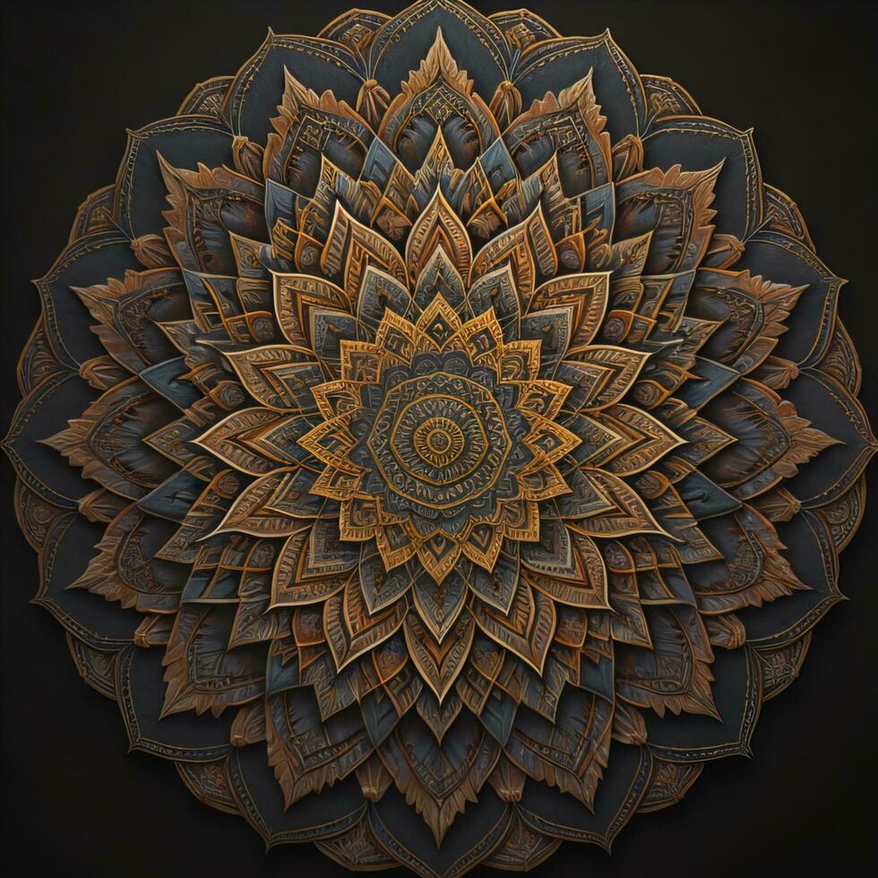Mandala pattern. Vintage decorative elements. Hand drawn oriental background. ai generative photo