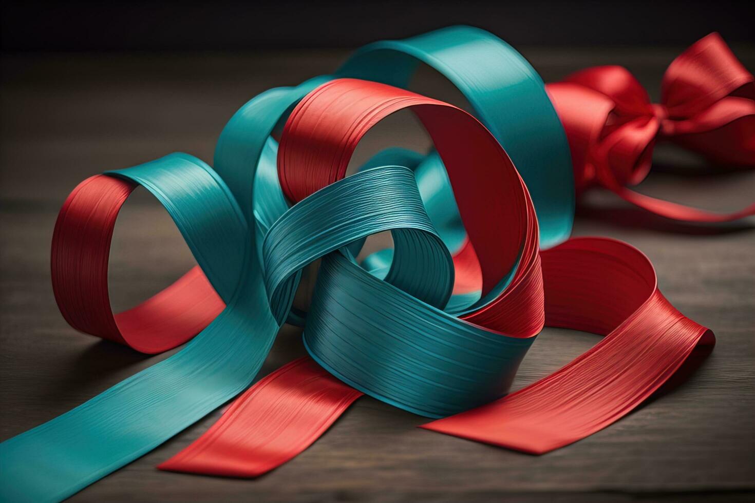 Shiny satin ribbon in brown color isolated on white background. ai generative photo