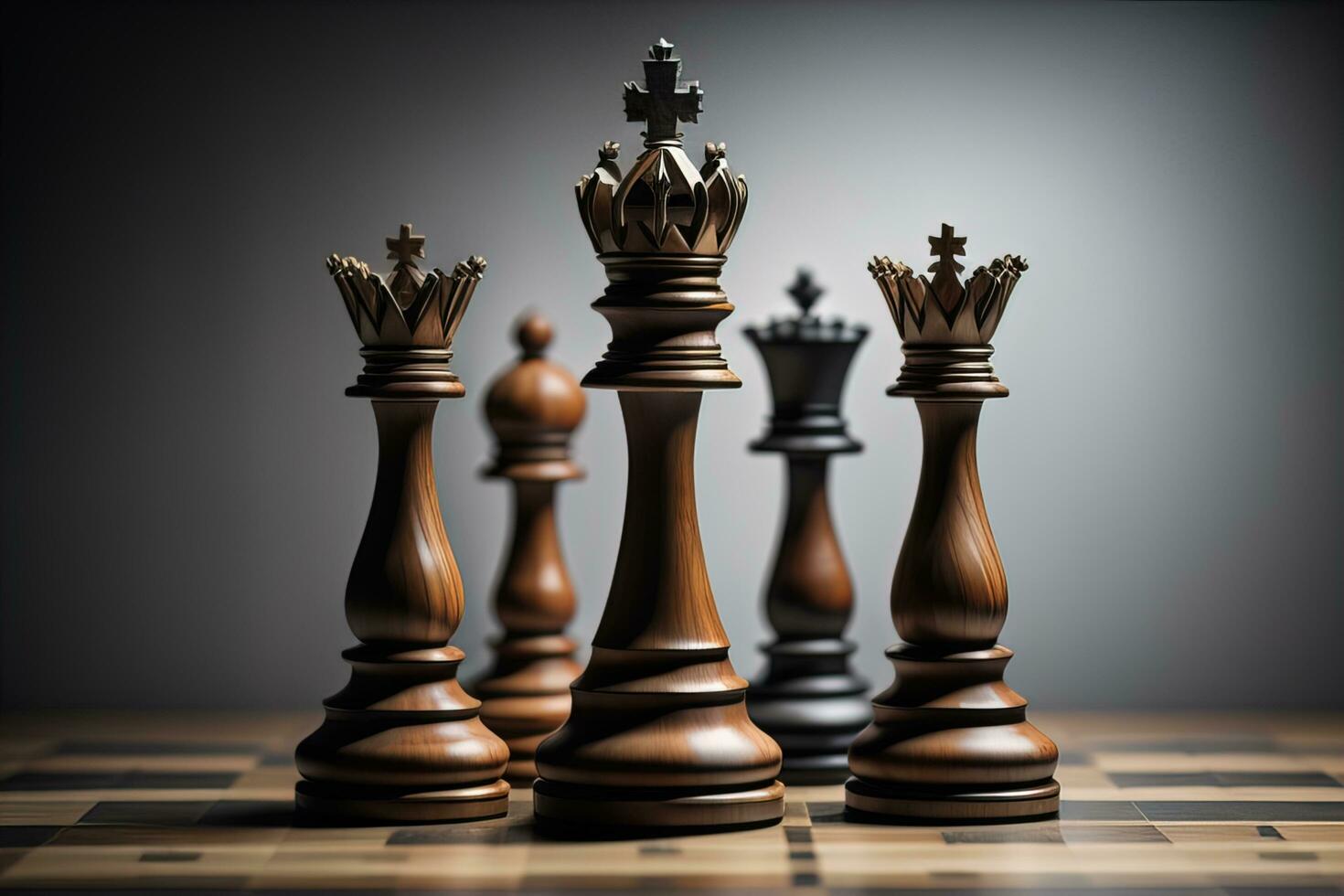 Different chess piece on a solid color background. ai generative photo