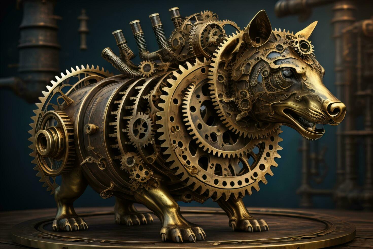 Steampunk mechanism with gears and cogwheels. ai generative photo