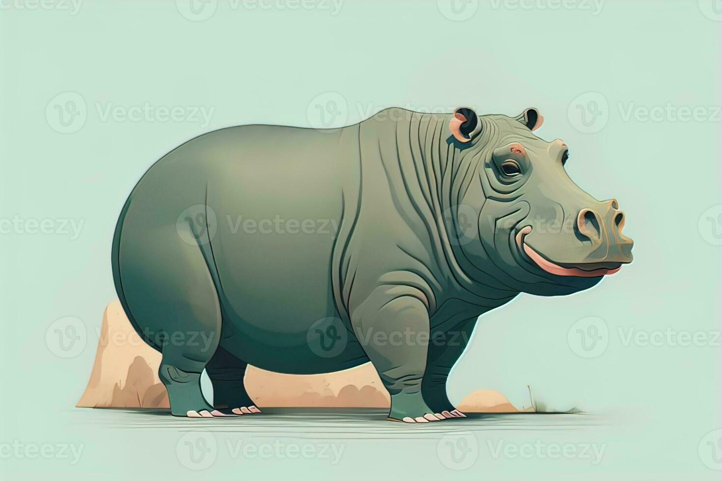 Hippopotamus standing on its hind legs. Vector illustration. ai generative photo
