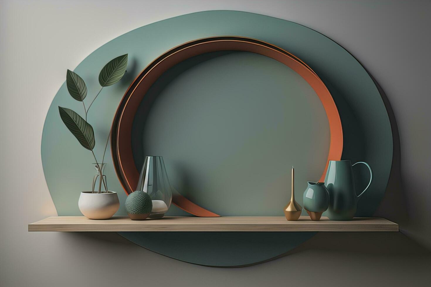 Bookshelf in scandinavian interior. ai generative photo
