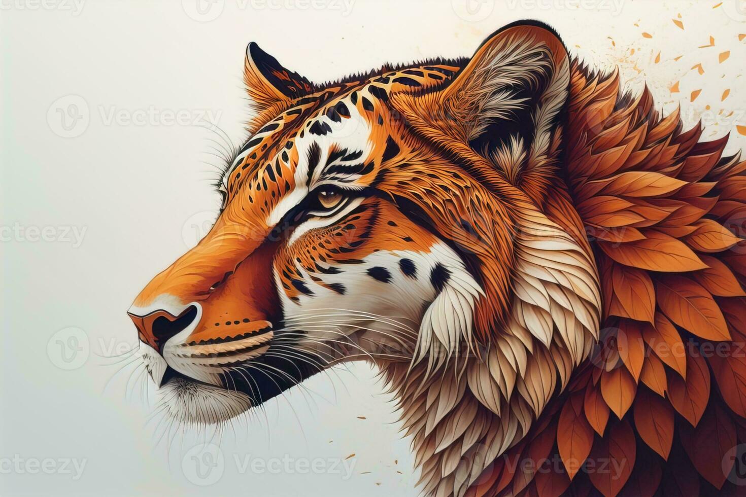 Tiger head with colorful background. ai generative photo