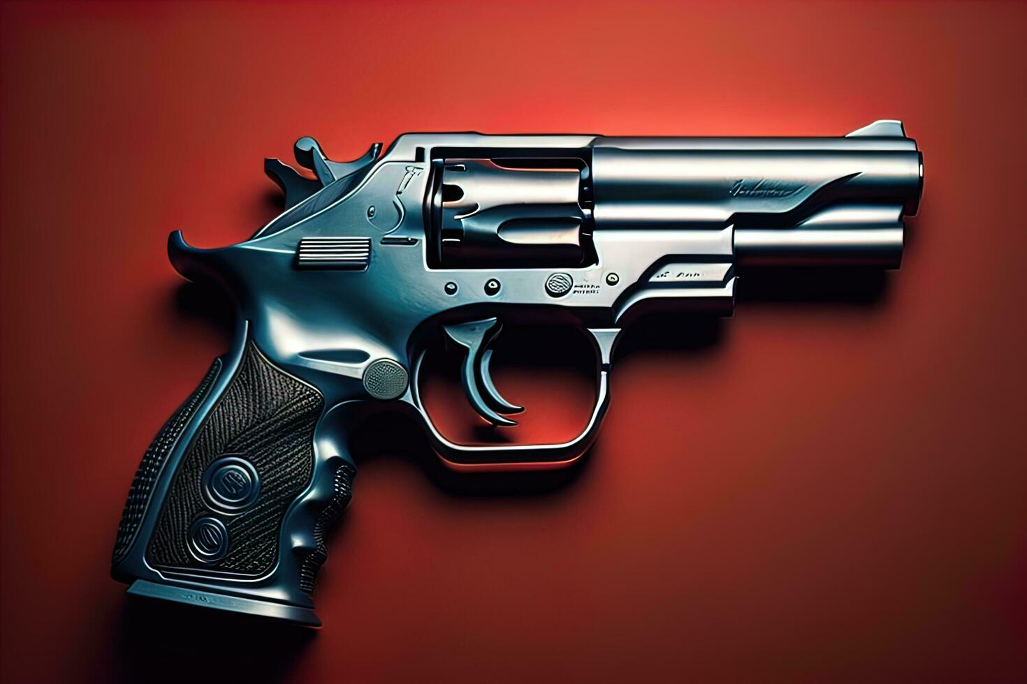 Semi-automatic handgun on a solid color background. Close-up. ai generative photo