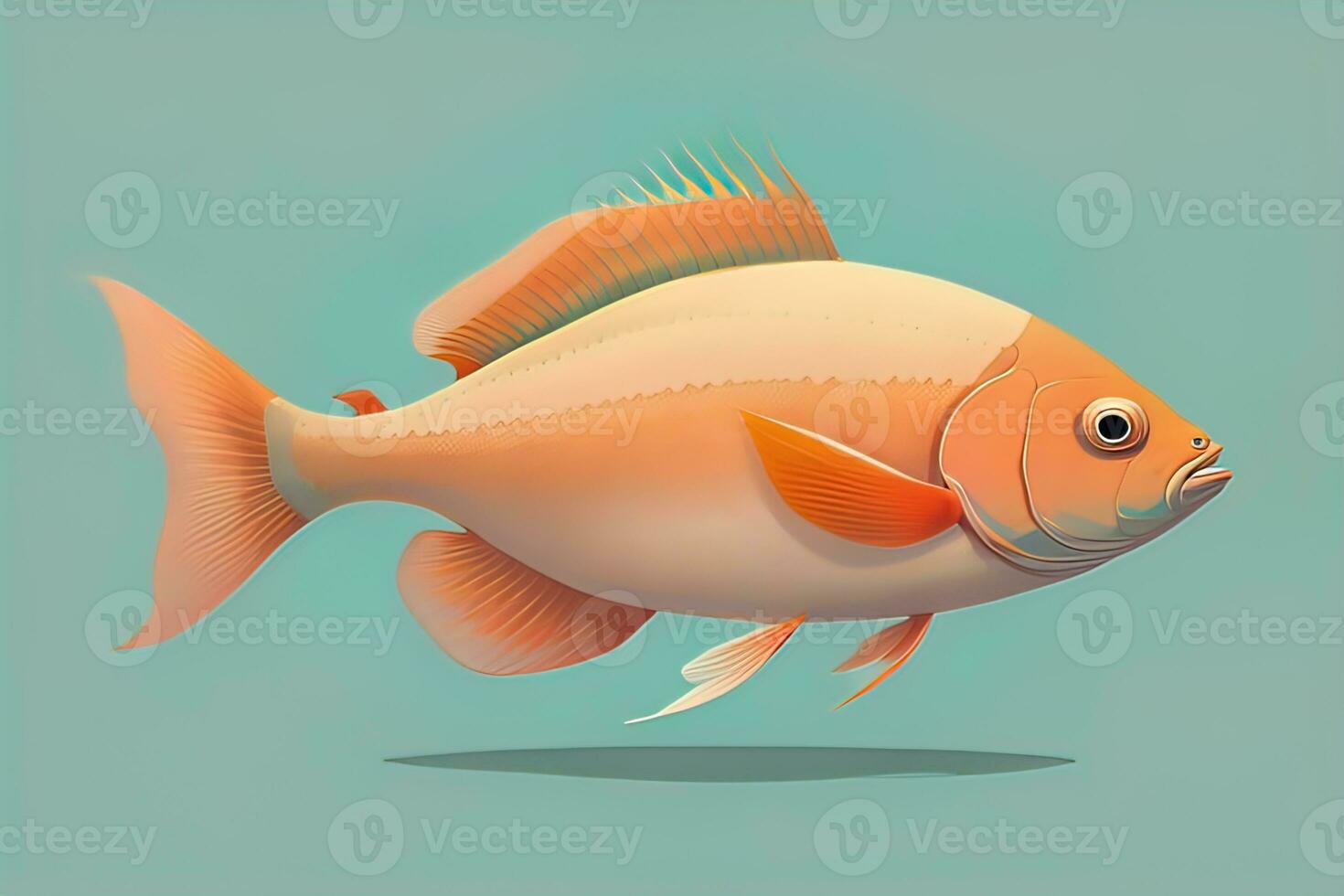 Illustration of a fish on a blue background, vector illustration. ai generative photo