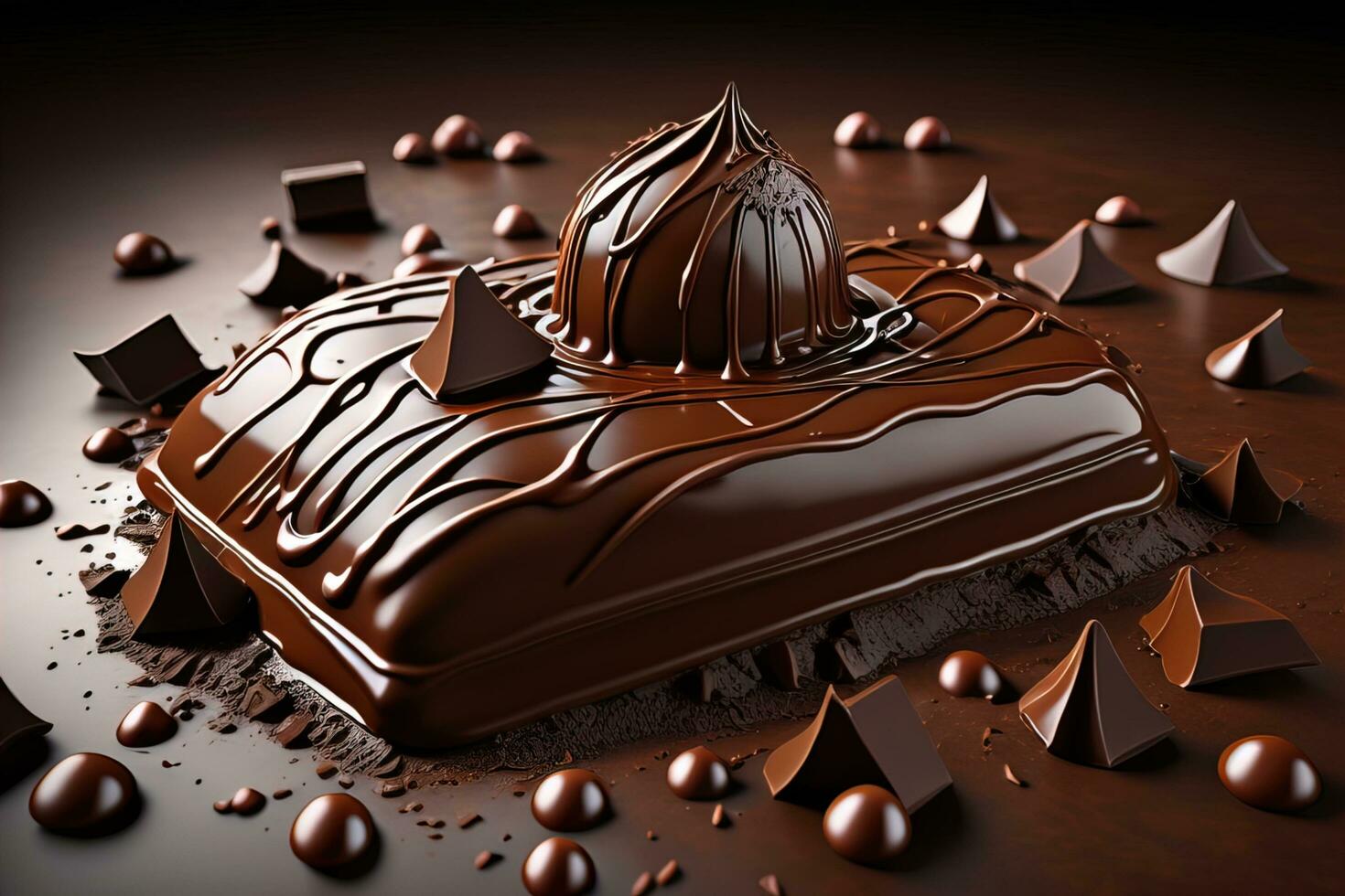 Chocolate truffles on a dark background. ai generative photo