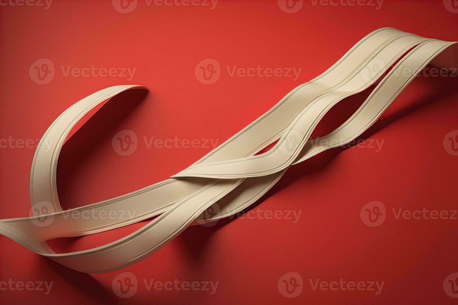 Shiny satin ribbon in brown color isolated on white background. ai generative photo