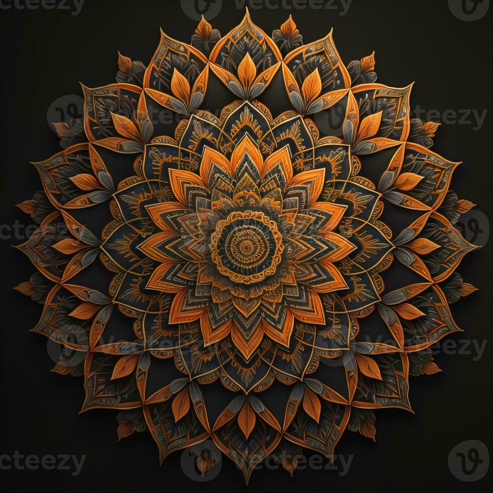 Mandala pattern. Vintage decorative elements. Hand drawn oriental background. ai generative photo