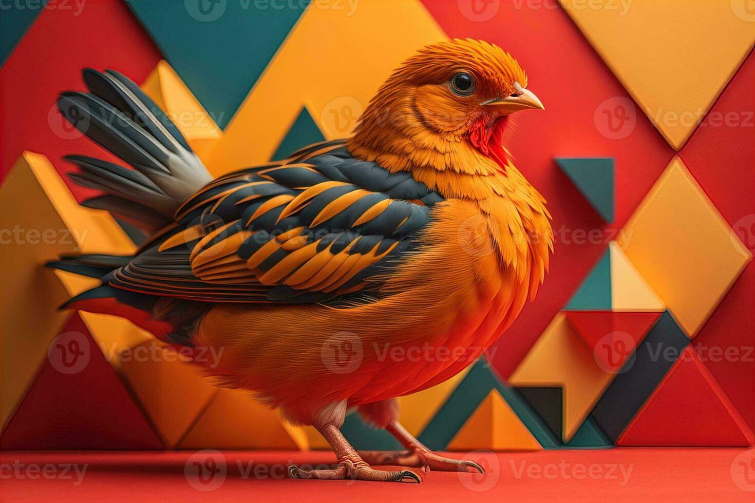 Colorful chicken on a solid color background, studio photo. ai generative photo