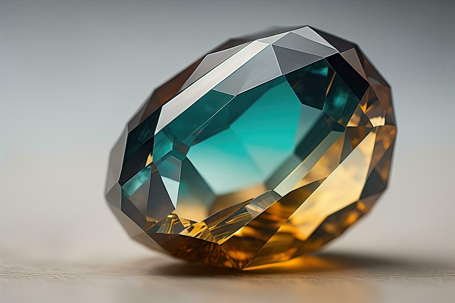 Brilliant multicolored sapphire on a surface. ai generative photo