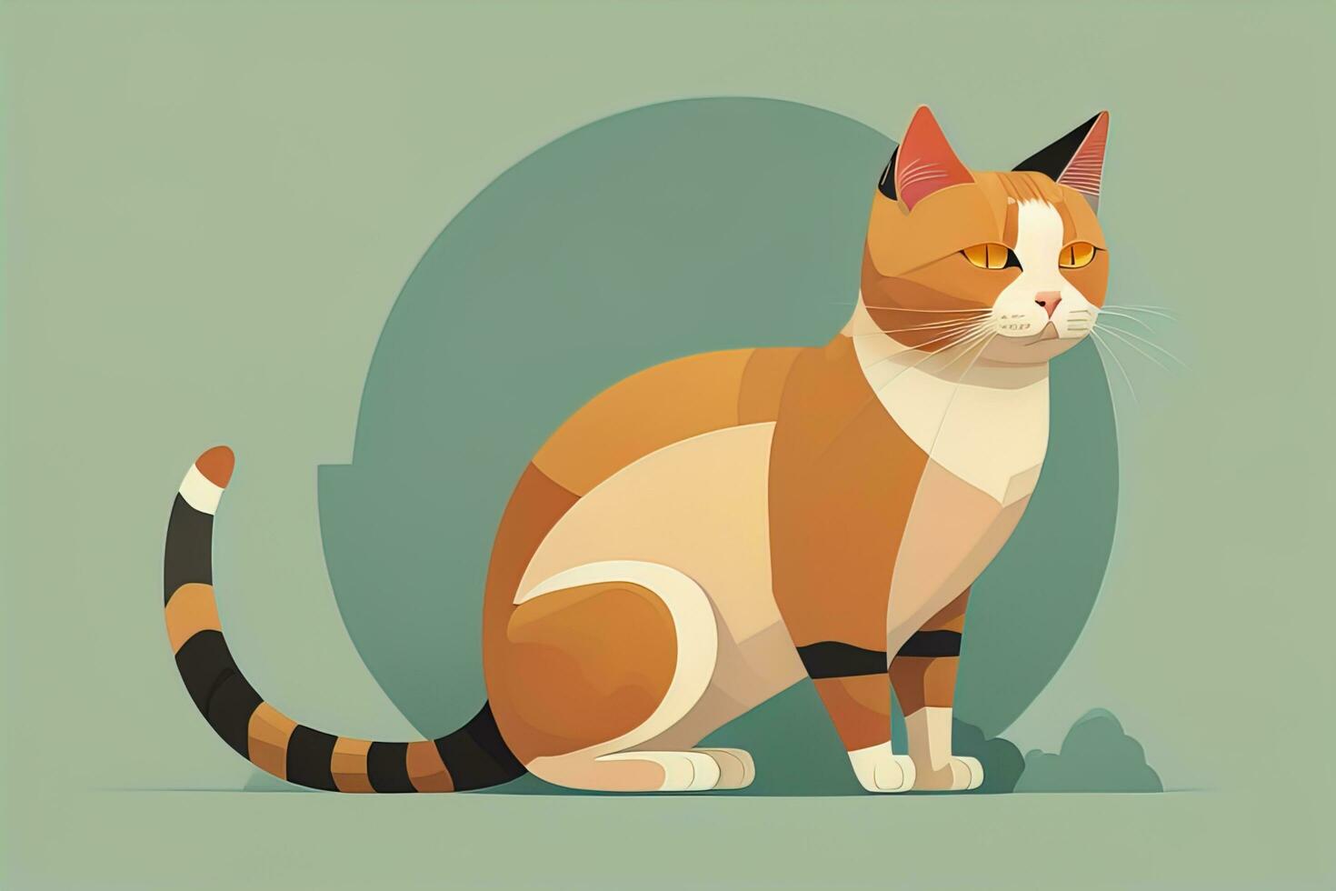 Cute cat sitting on the floor. Vector illustration in retro style. ai generative photo