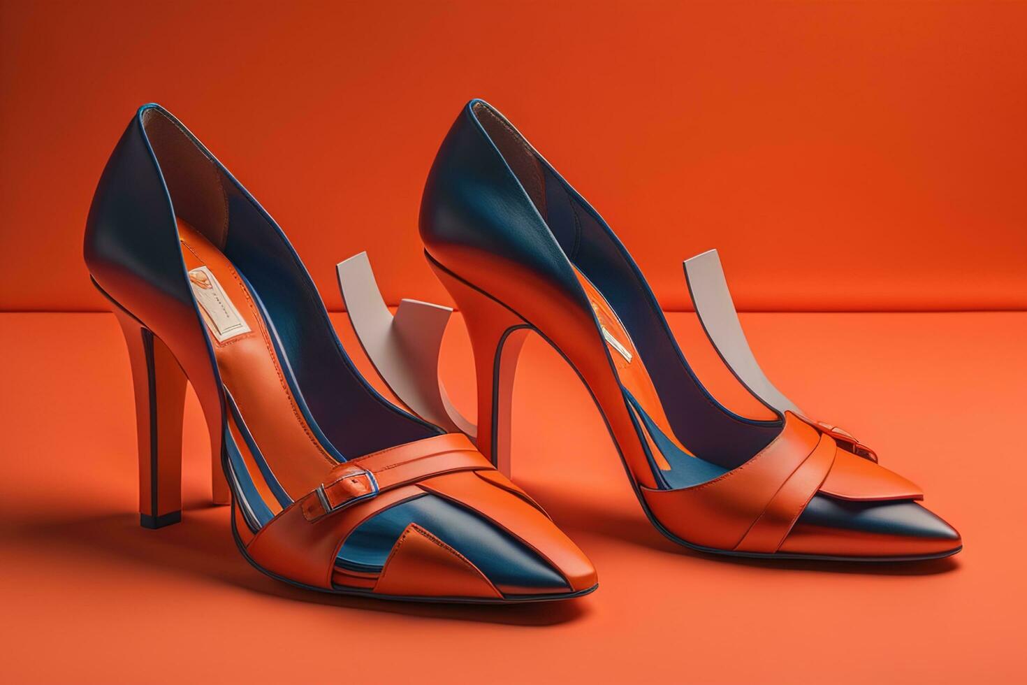 Men's shoes on a solid colour background. Studio shot. ai generative photo