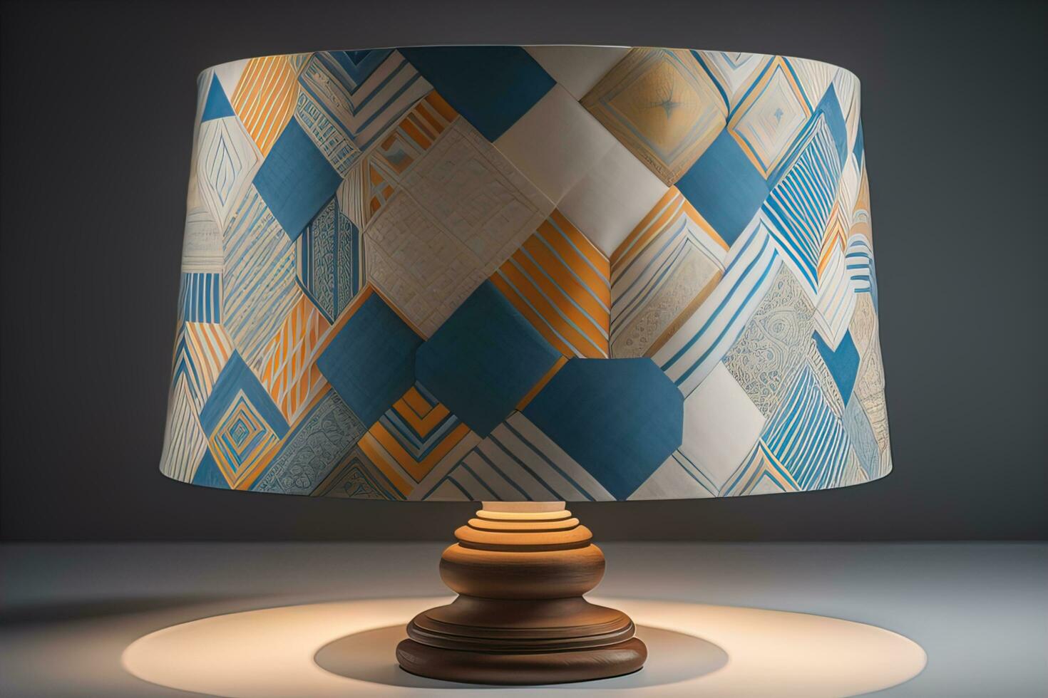 a decorative and colorful lamp on a solid color background. ai generative photo