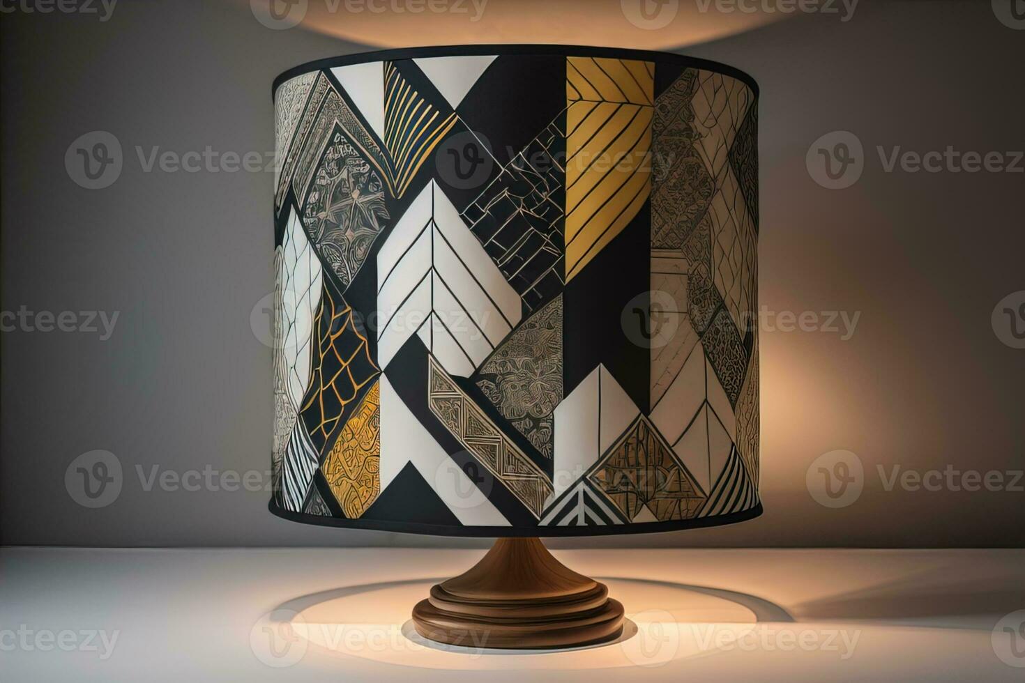 a decorative and colorful lamp on a solid color background. ai generative photo