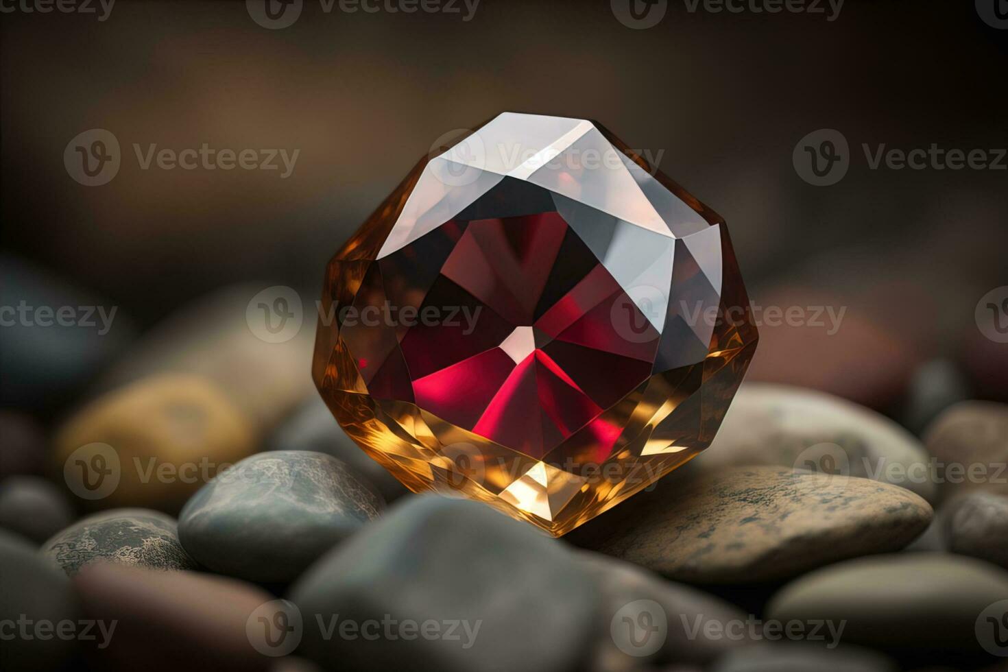Brilliant multicolored sapphire on a surface. ai generative photo