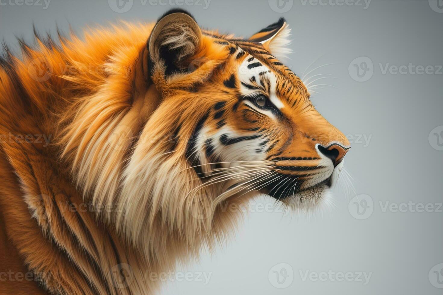 Portrait of a tiger on a solid color background. Close-up. ai generative photo