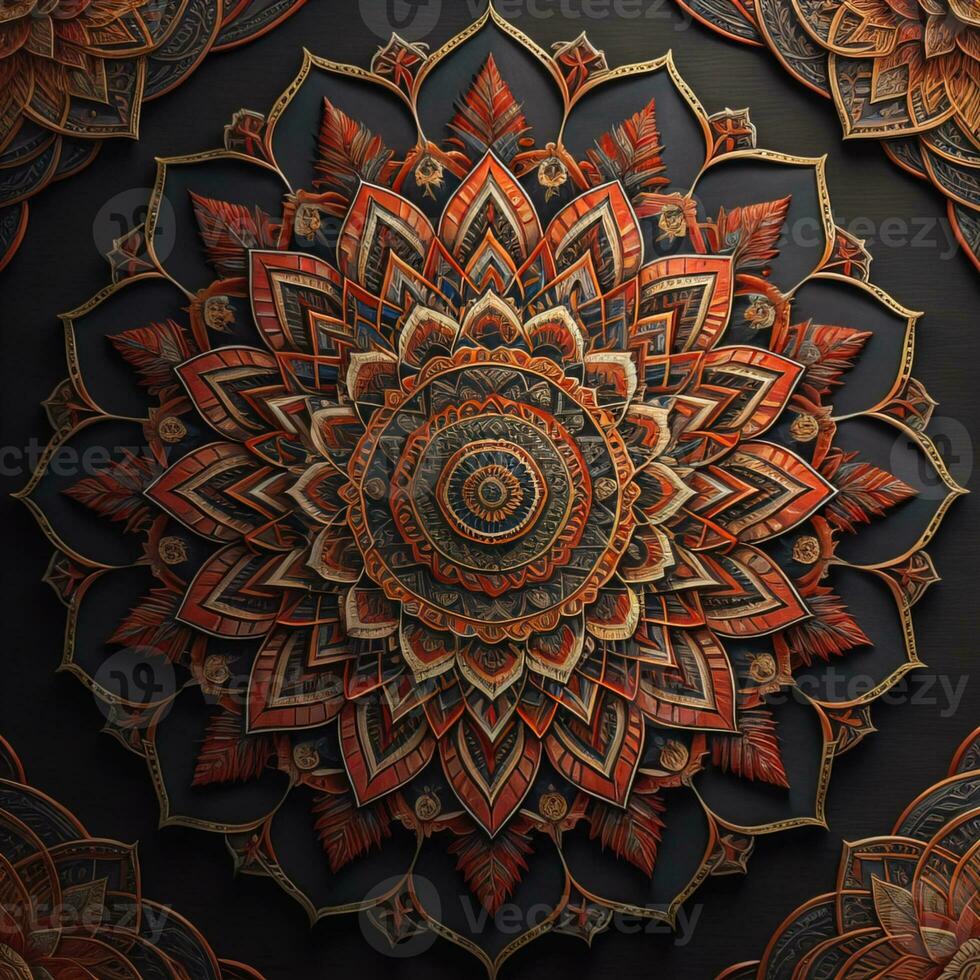 Mandala pattern. Vintage decorative elements. Hand drawn oriental background. ai generative photo