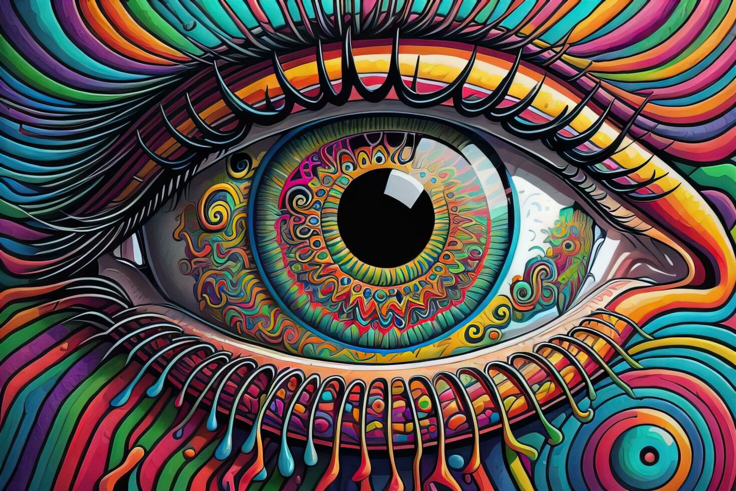 Colorful eye. Psychedelic background. Vector illustration. ai generative photo