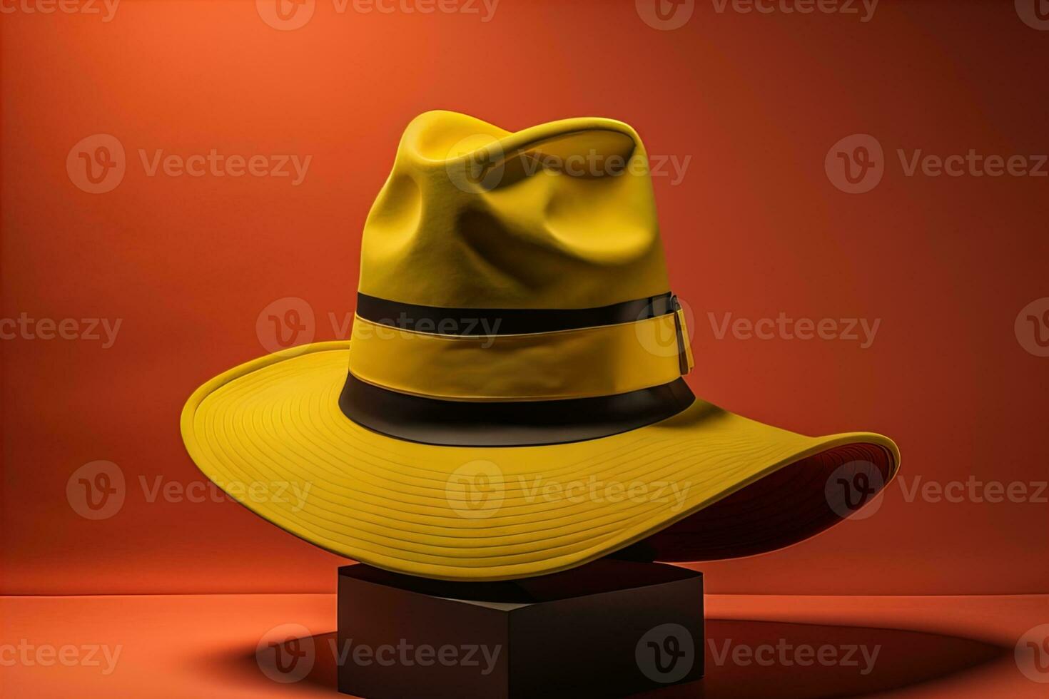 Stylish female hat on mannequin. ai generative photo