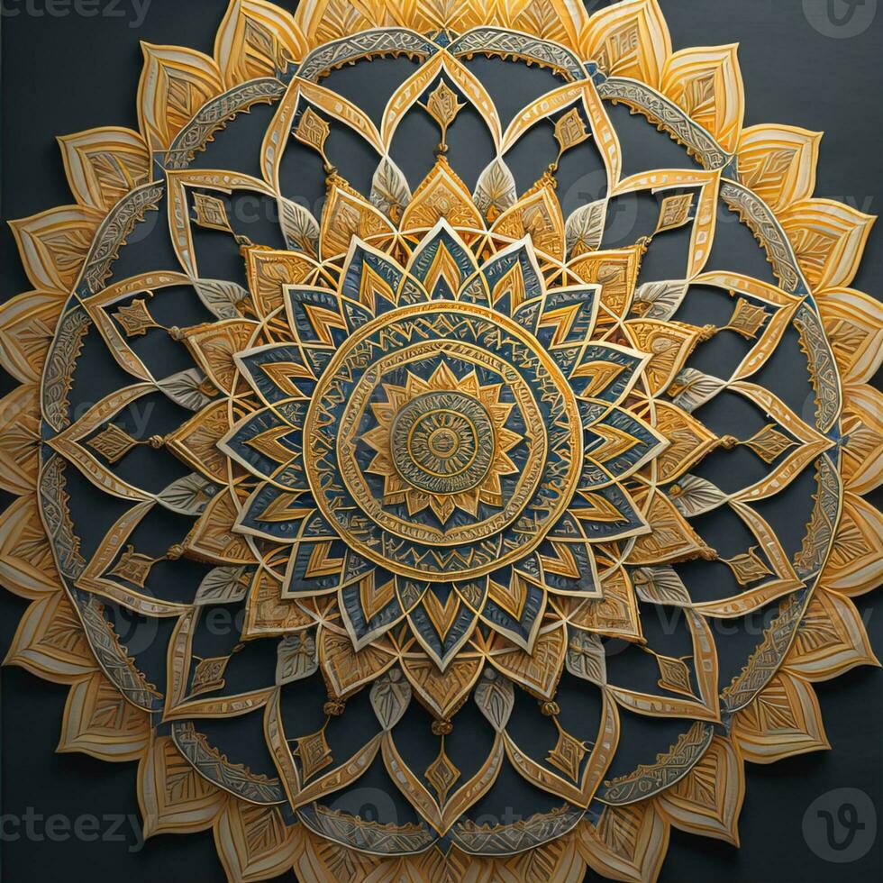 Mandala pattern. Vintage decorative elements. Hand drawn oriental background. ai generative photo