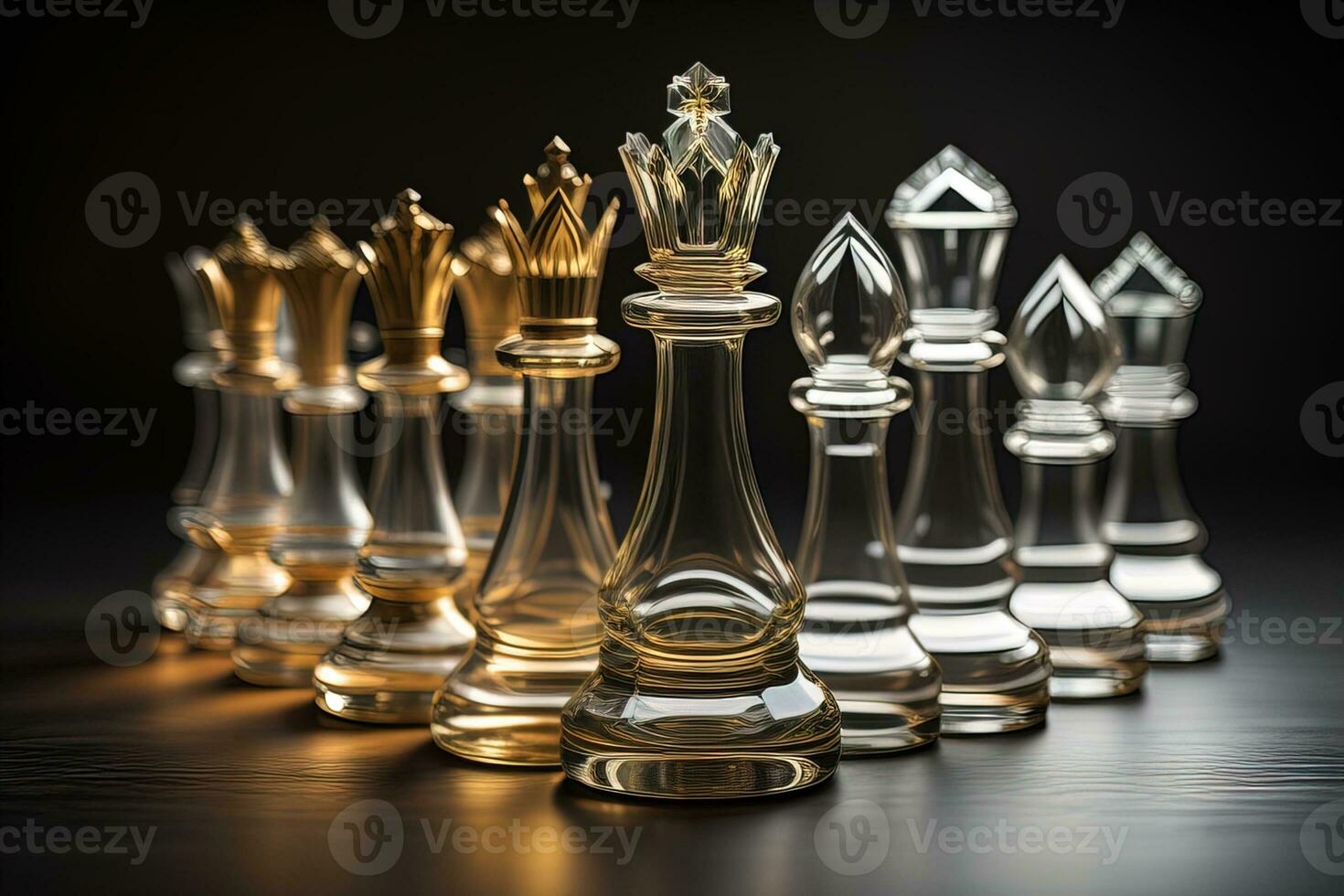 glass chess pieces on a dark background, the concept of business strategy.  ai generative 27066020 Stock Photo at Vecteezy