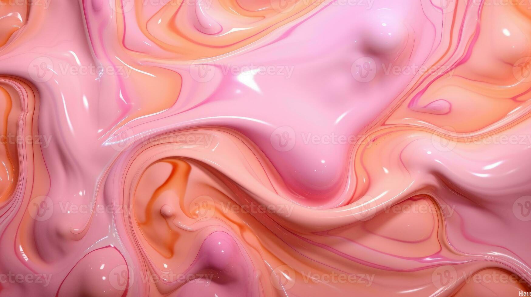 Hand painted background with mixed liquid pink and orange paints. Abstract painting with liquid acrylic. Marble colorful abstract background. Liquid marble pattern. Generative AI photo