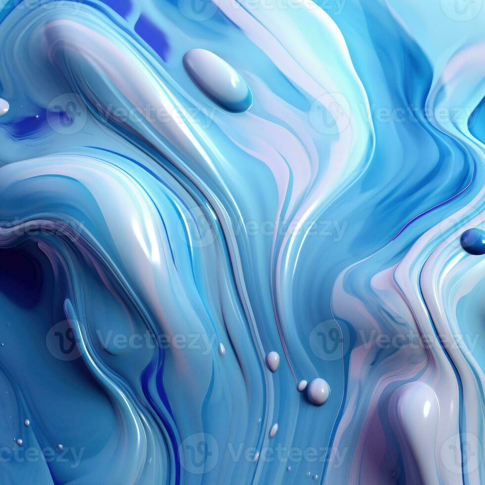Hand Painted Background With Mixed Liquid Blue Paints. Abstract Fluid Acrylic Painting. Marbled Colorful Abstract Background. Liquid Marble Pattern. Generative AI photo