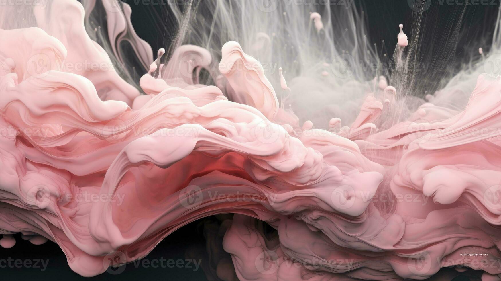 Pink ink is sprayed in water against a black background . Abstract painting with liquid acrylic. Marble colorful abstract background. Liquid marble pattern. Generative AI photo