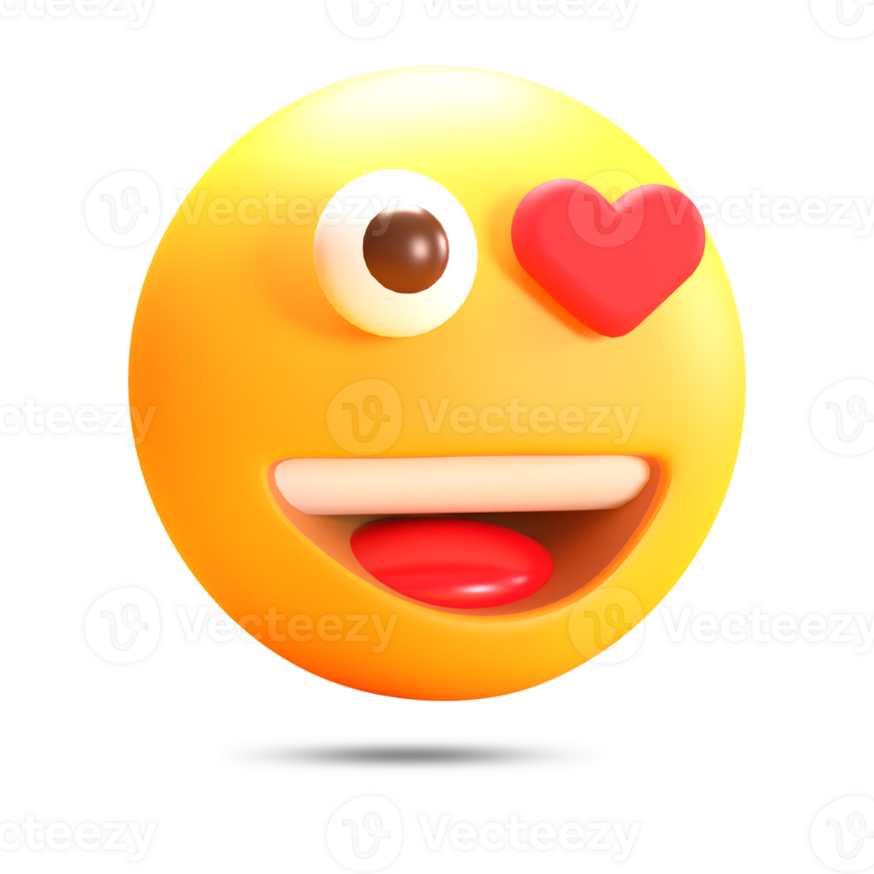 realistisch 3d renderen liefde harten ogen met tong uit emoji png